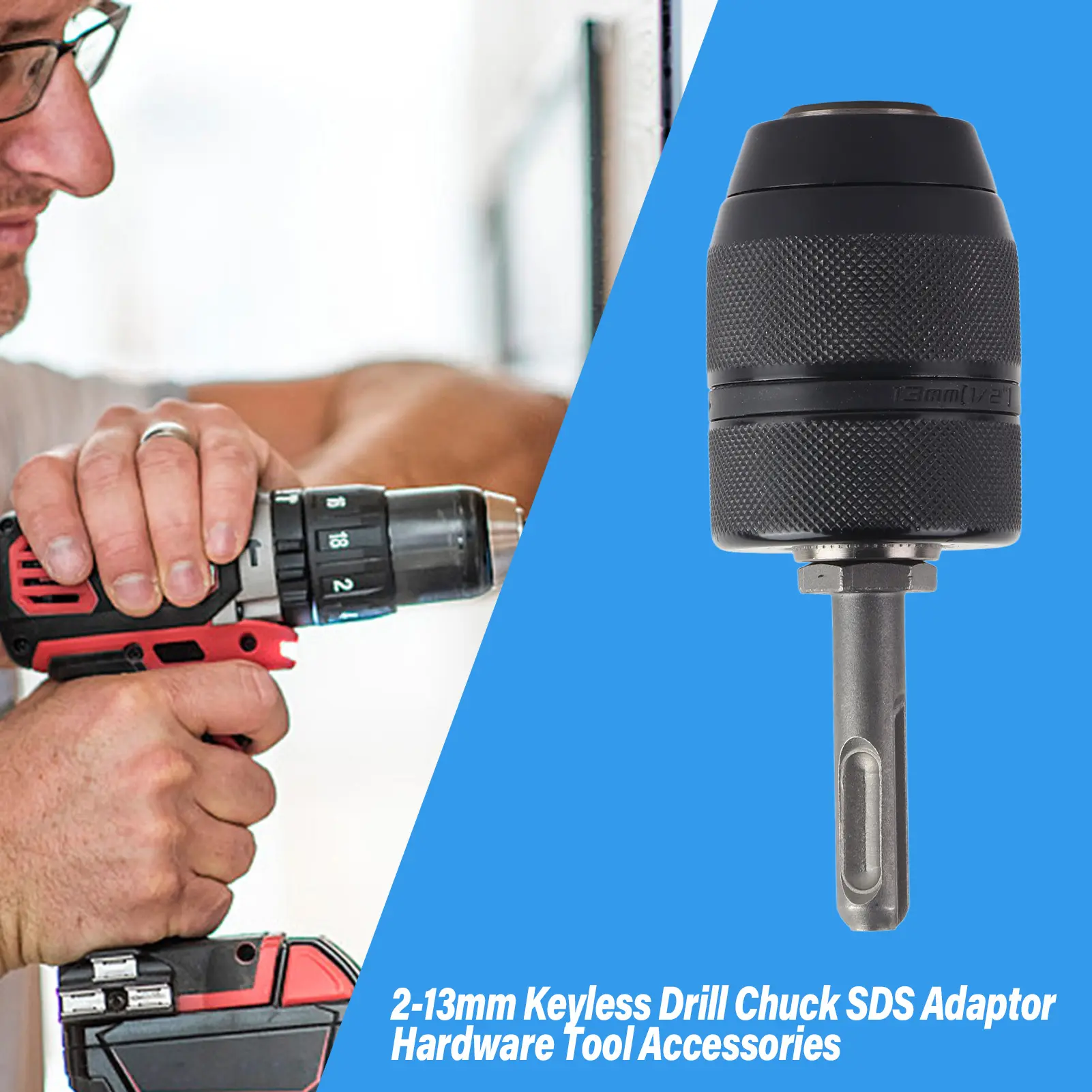 2‑13mm Capacity Metal Keyless Lathe Drill Chuck Converter with SDS Adapter Accessories
