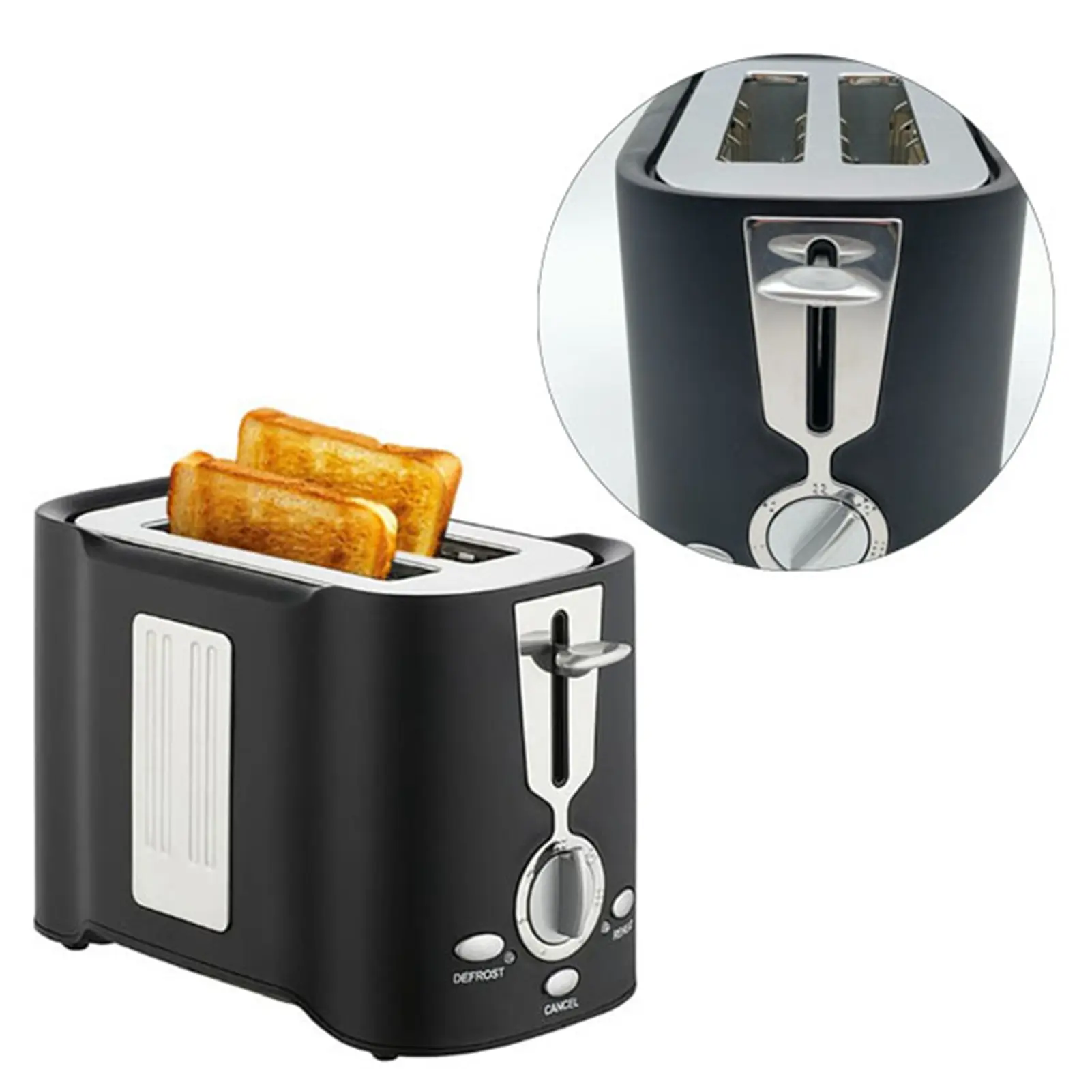 Toaster Multifunctional Alloy 2 Slice Toaster with Detachable Tray for Breakfast   800W