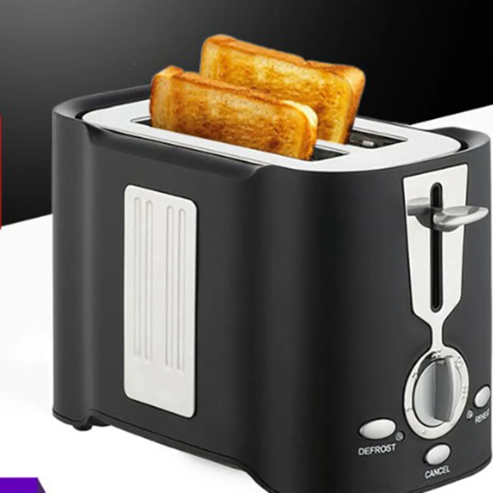 Toaster Multifunctional Alloy 2 Slice Toaster with Detachable Tray for Breakfast   800W