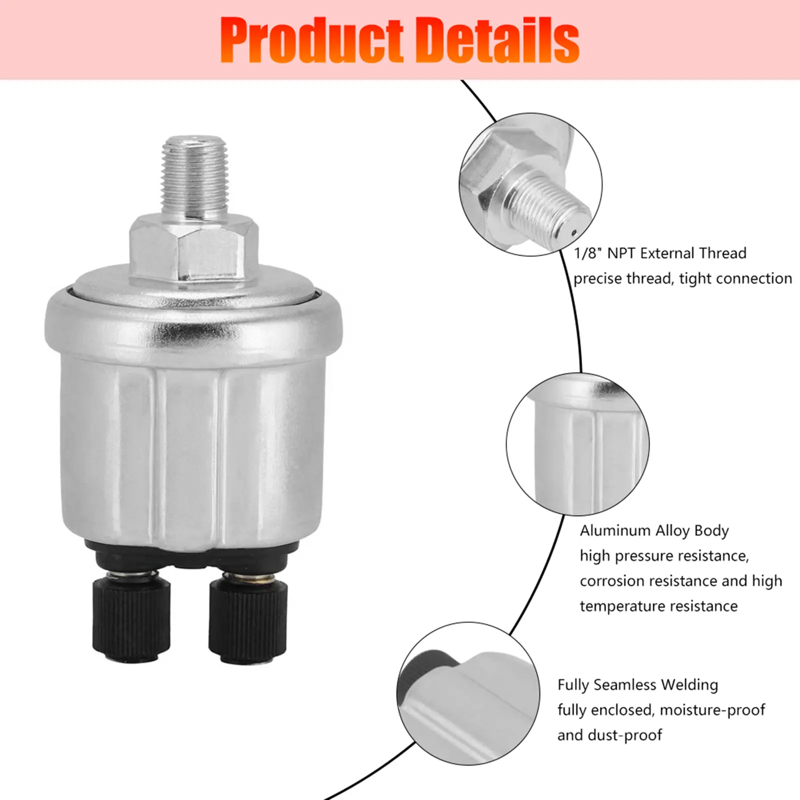 Universal Oil Pressure Sensor 0 to 10 Bars 1/8NPT for Diesel Generator