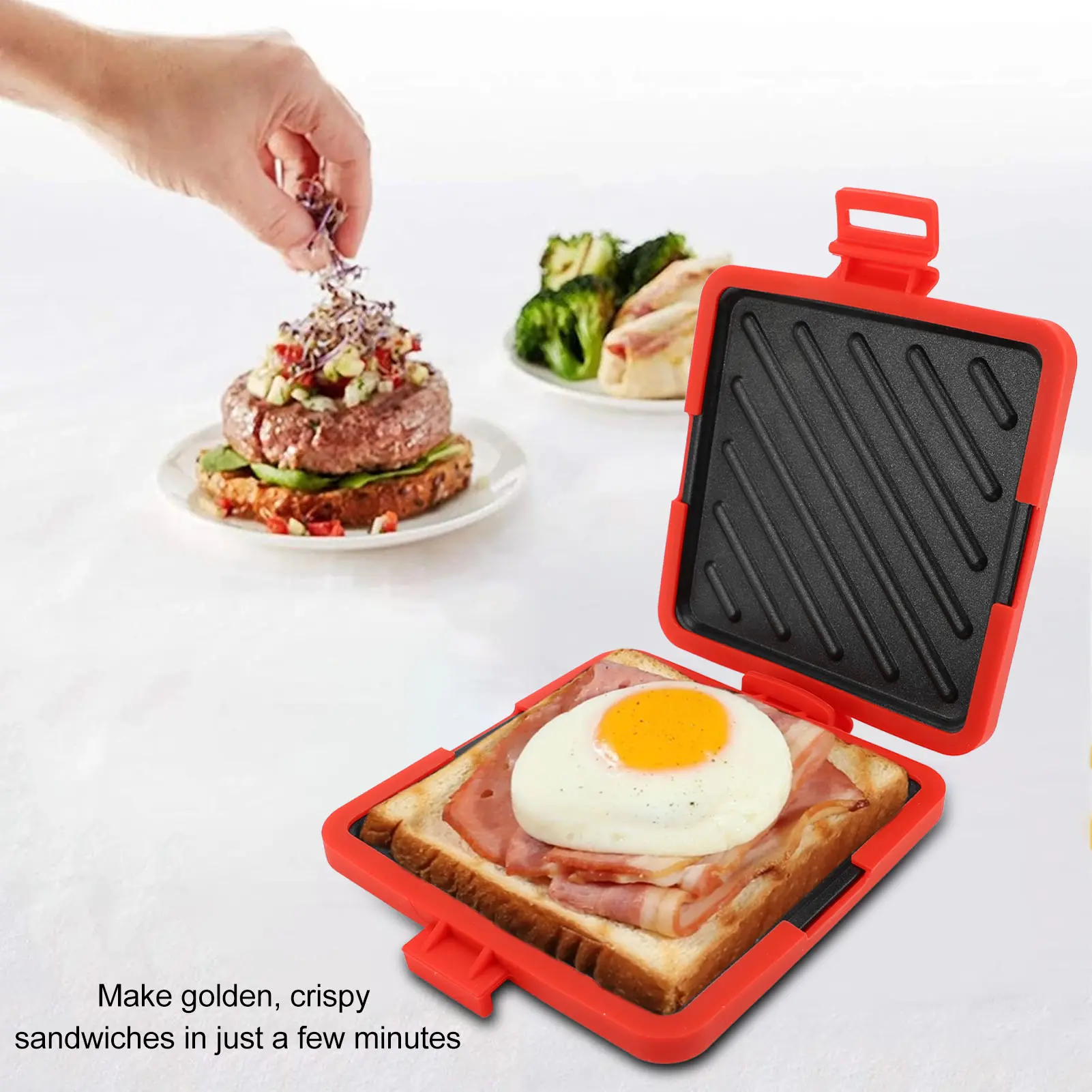 Microwave Toastie Sandwich Maker Microwavable Toaster with Adjustable Silicone Straps No Electricity Cordless