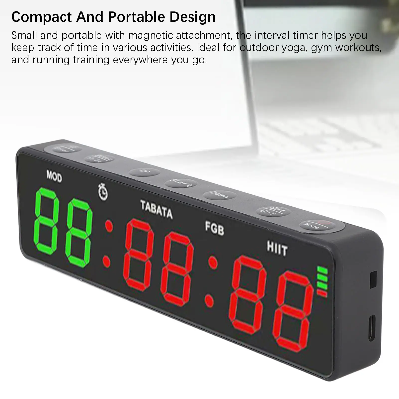 Magnetic Gym Timer Magnetic Rechargeable Workout Interval Fitness Digital Timer with Stopwatch for Home Garage Boxing