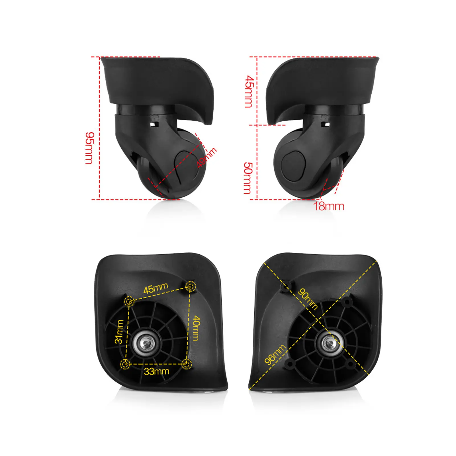 2pcs  Suitcase Luggage Replacement Wheels For Travel Case