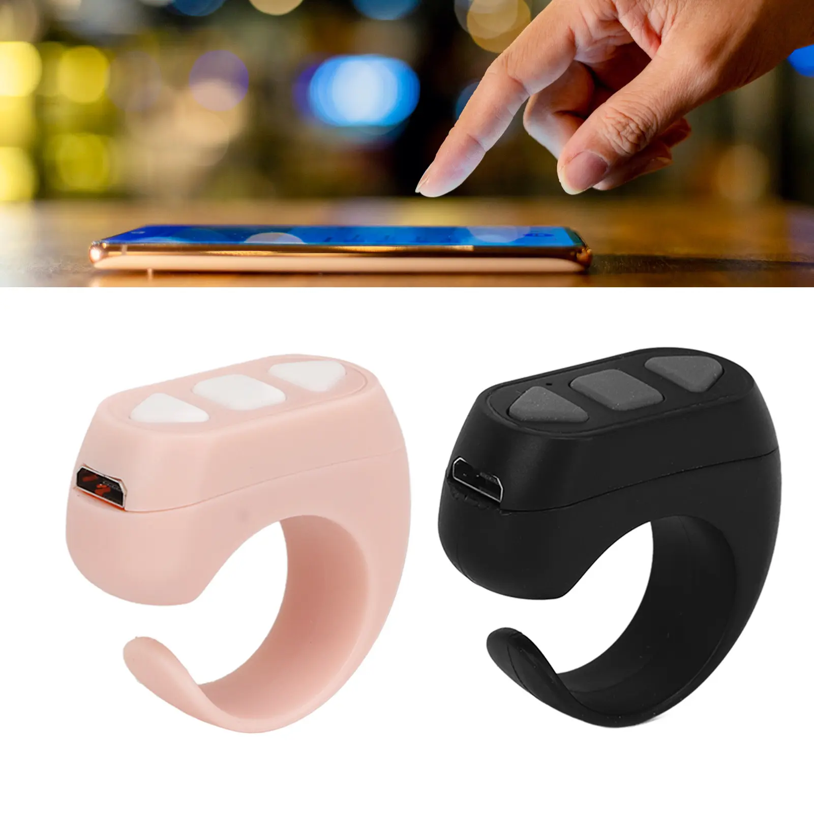 App Bluetooth Remote Control Page Turner Phone Remote Control Ring Phone Novel Watch TV Turn Page Click Like Selfie Device ZL 03