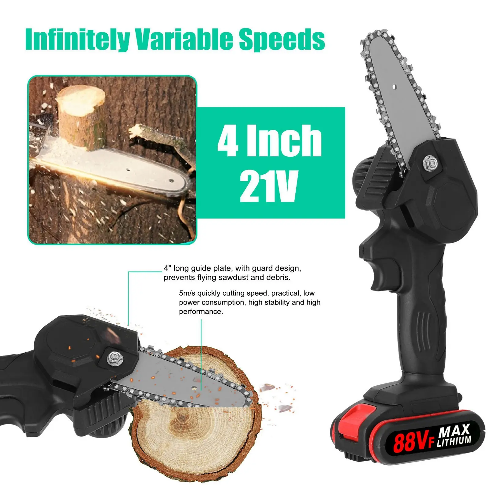 Cordless Electric Pruning Shear Brushless Pruning Shears and Brushed Electric Chain Saw Set for Tree Trimming and Branch Cutting