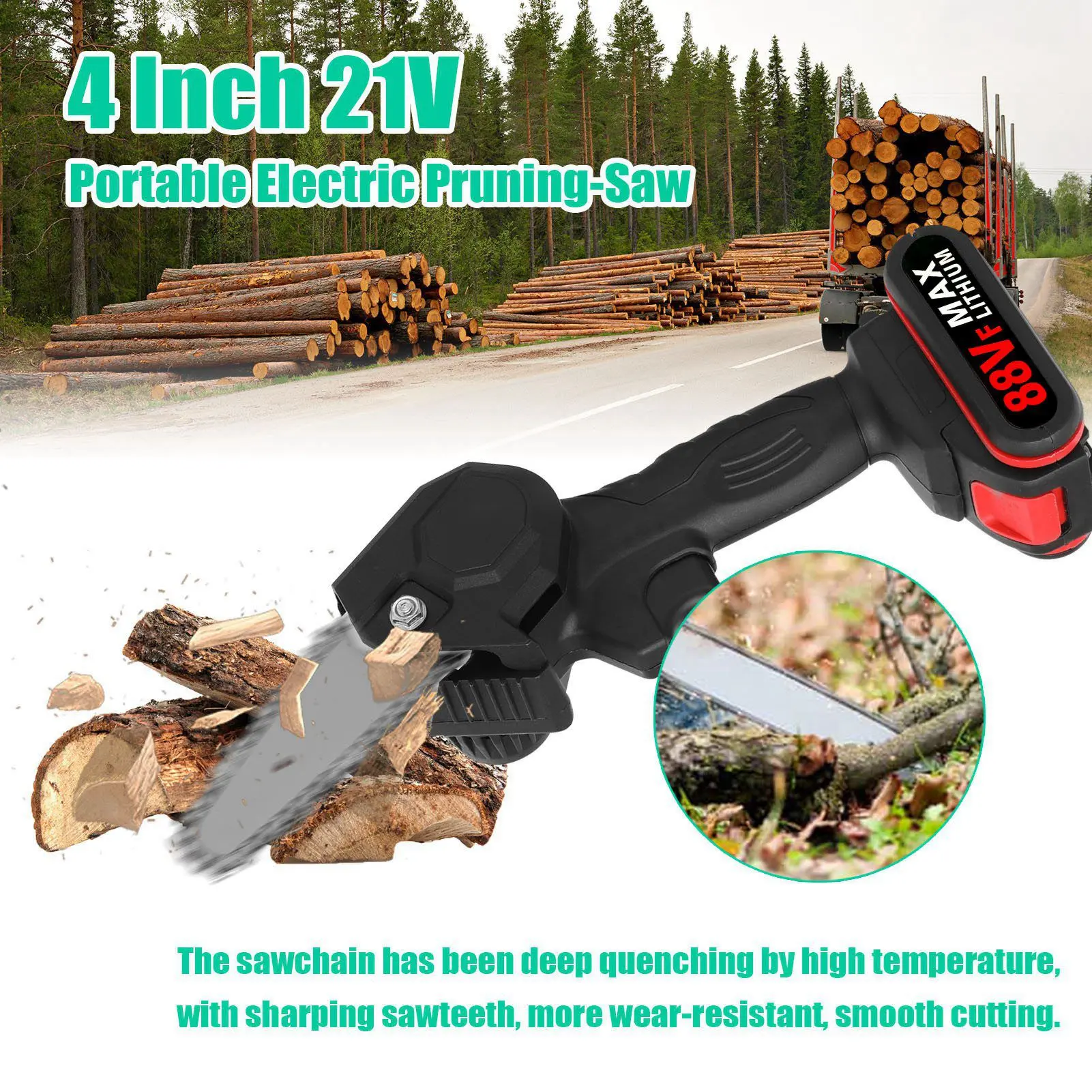 Cordless Electric Pruning Shear Brushless Pruning Shears and Brushed Electric Chain Saw Set for Tree Trimming and Branch Cutting