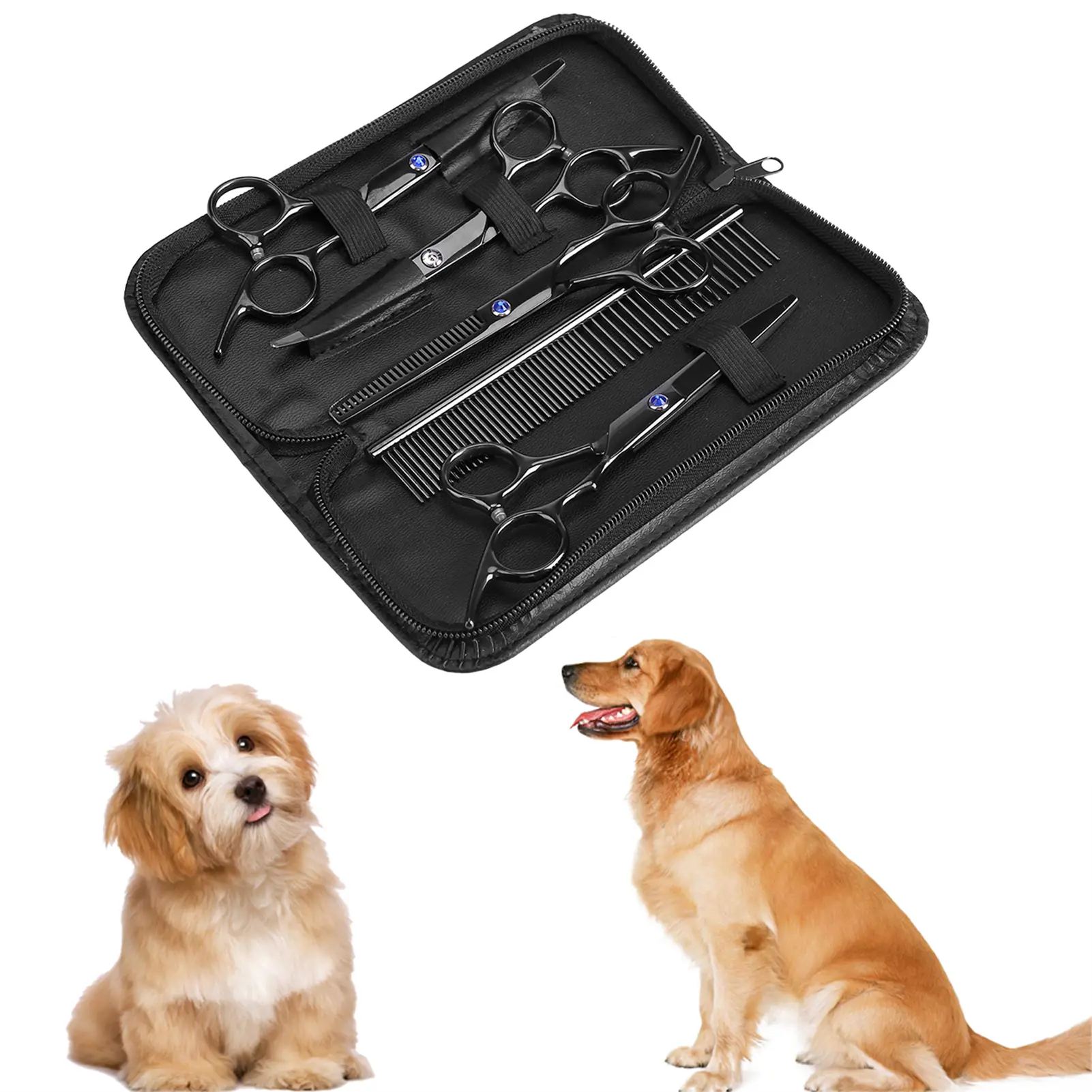 7Pcs Pet Grooming Scissors Kit Dog Cat Hairdressing Shears Set Cutting Thinning Haircut Tools