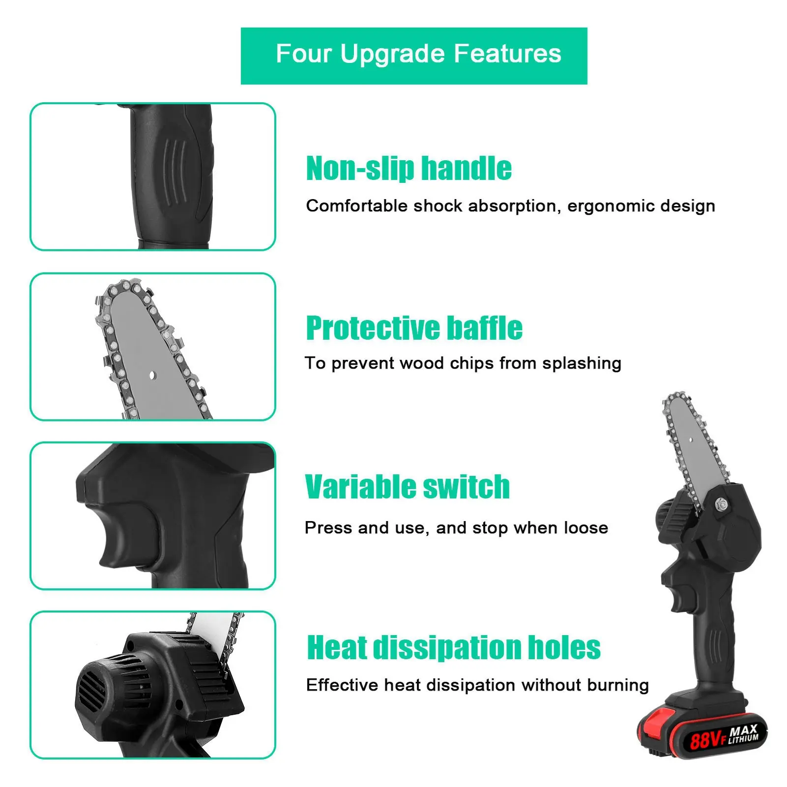 Cordless Electric Pruning Shear Brushless Pruning Shears and Brushed Electric Chain Saw Set for Tree Trimming and Branch Cutting