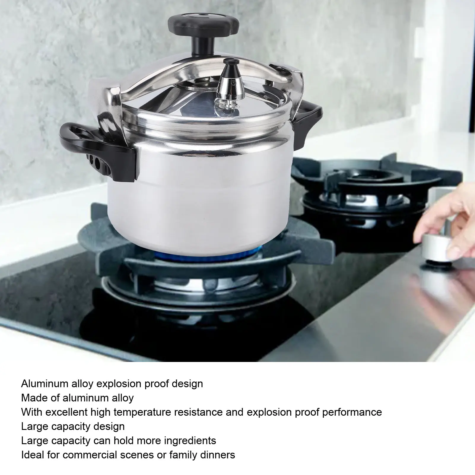 Pressure Cooker Universal Compound Bottom Easy to Open and Close Aluminium Pressure Canner for Gas Cooktops Flat Top Cooktops In