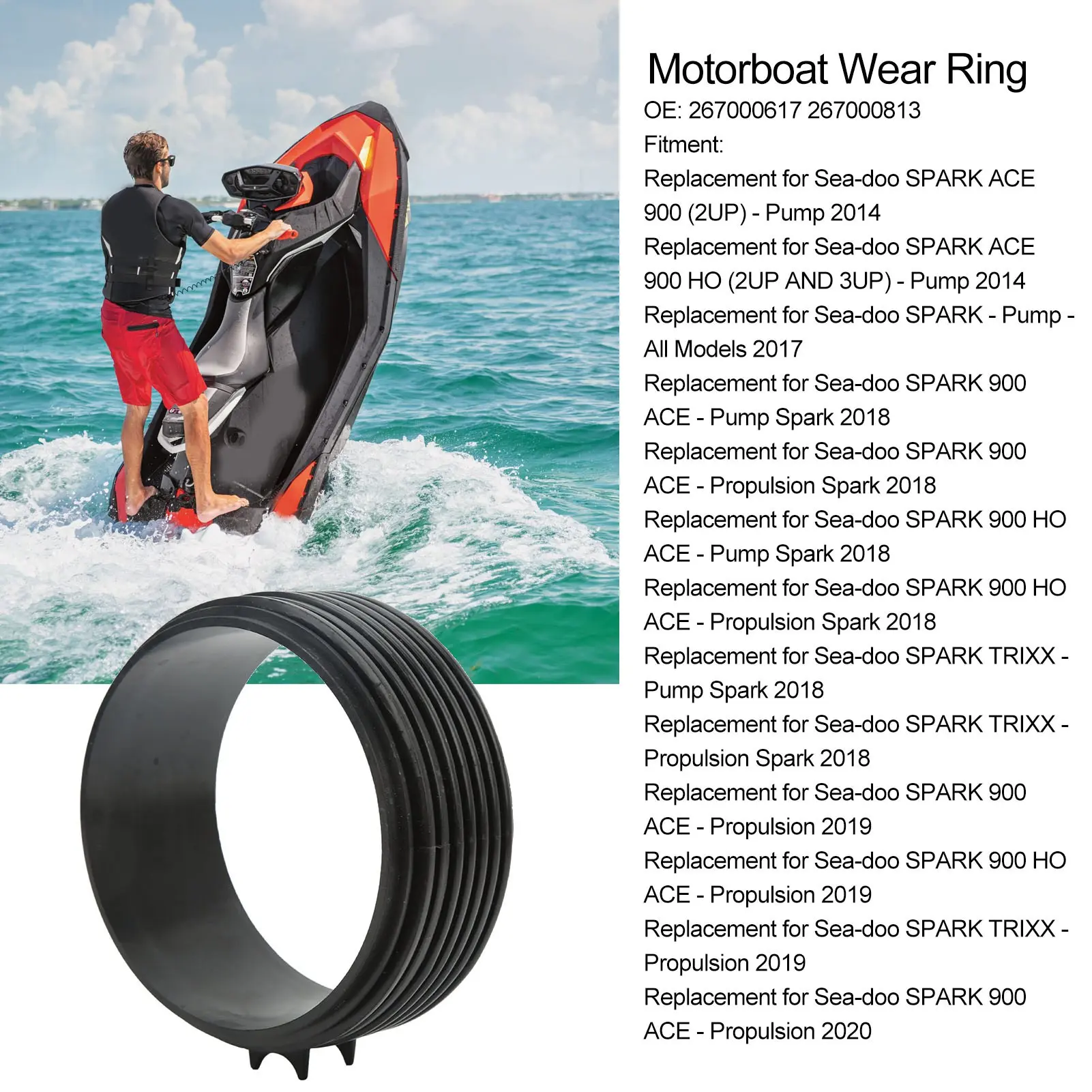 Motorboat Wear  267000617 High Performance Replacement for Sea‑doo SPARK ACE 900 TRIXX