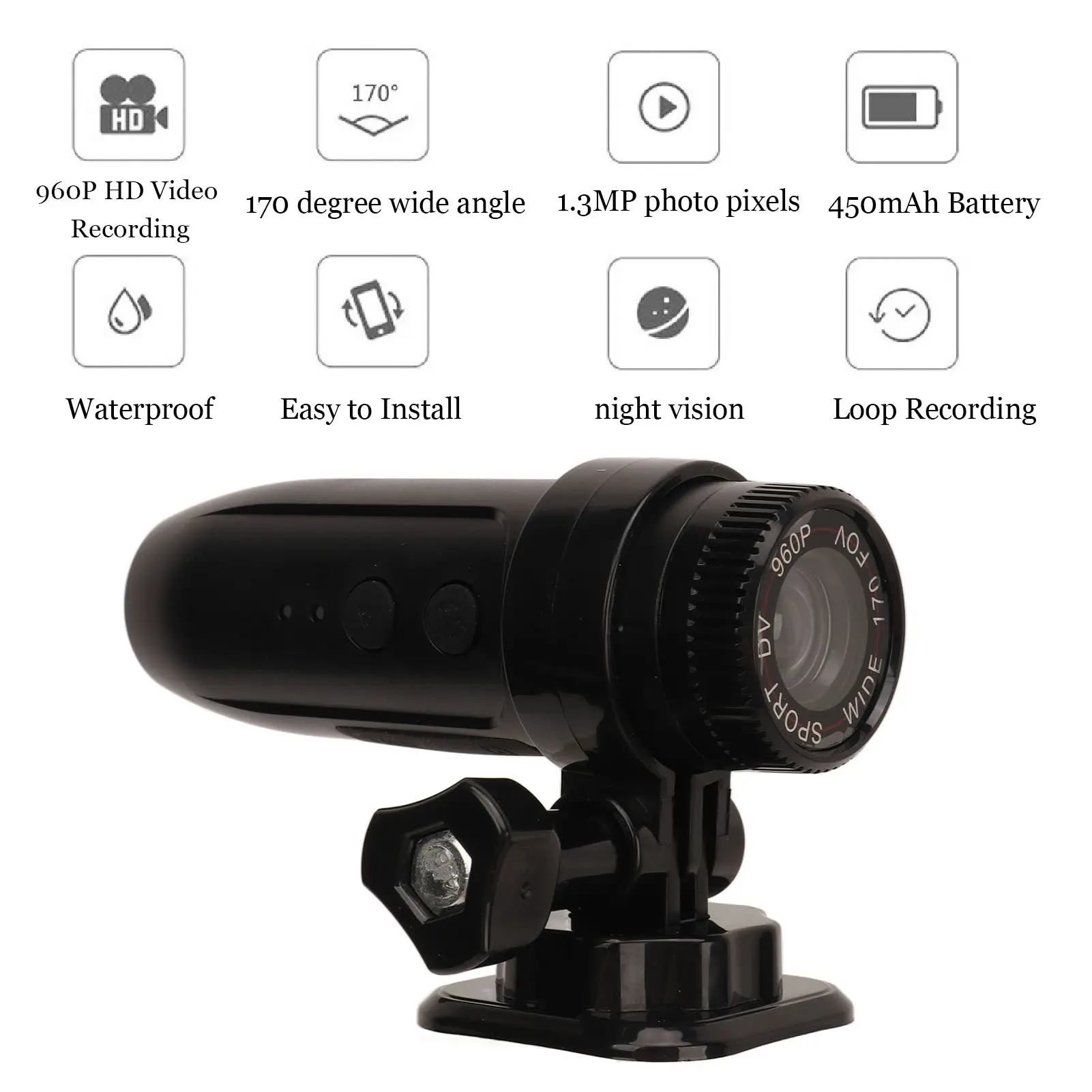 Bicycle Motorbike Sport Camera HD 960P Sports Action Camera Motorcycle Video DV Camcorder Bike Video Recorder