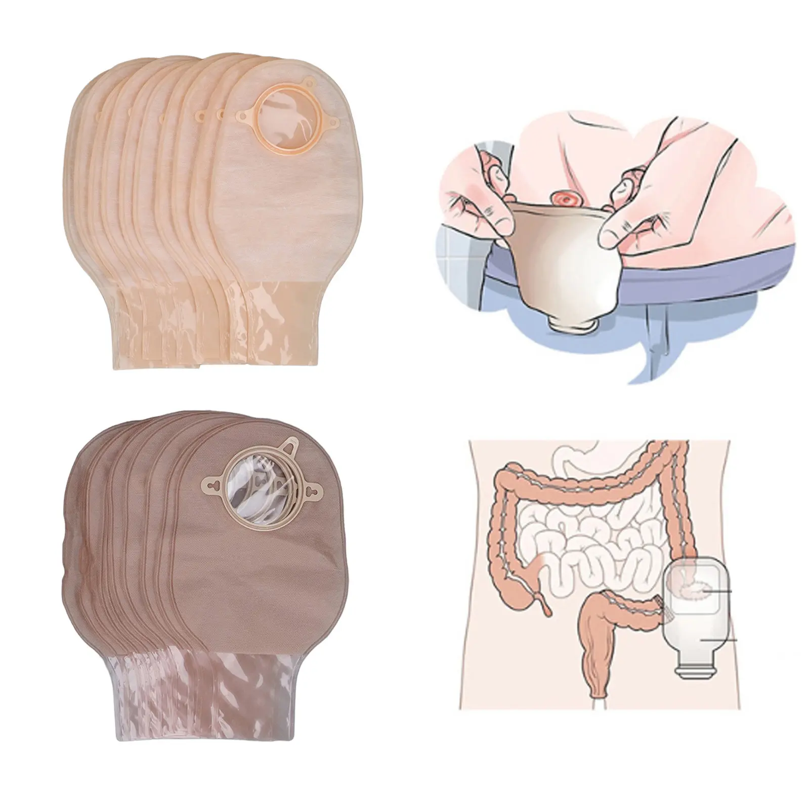 Colostomy Bag Nonwoven ABS Leak Proof Portable Ostomy Pouch for Ileostomy Stoma Care