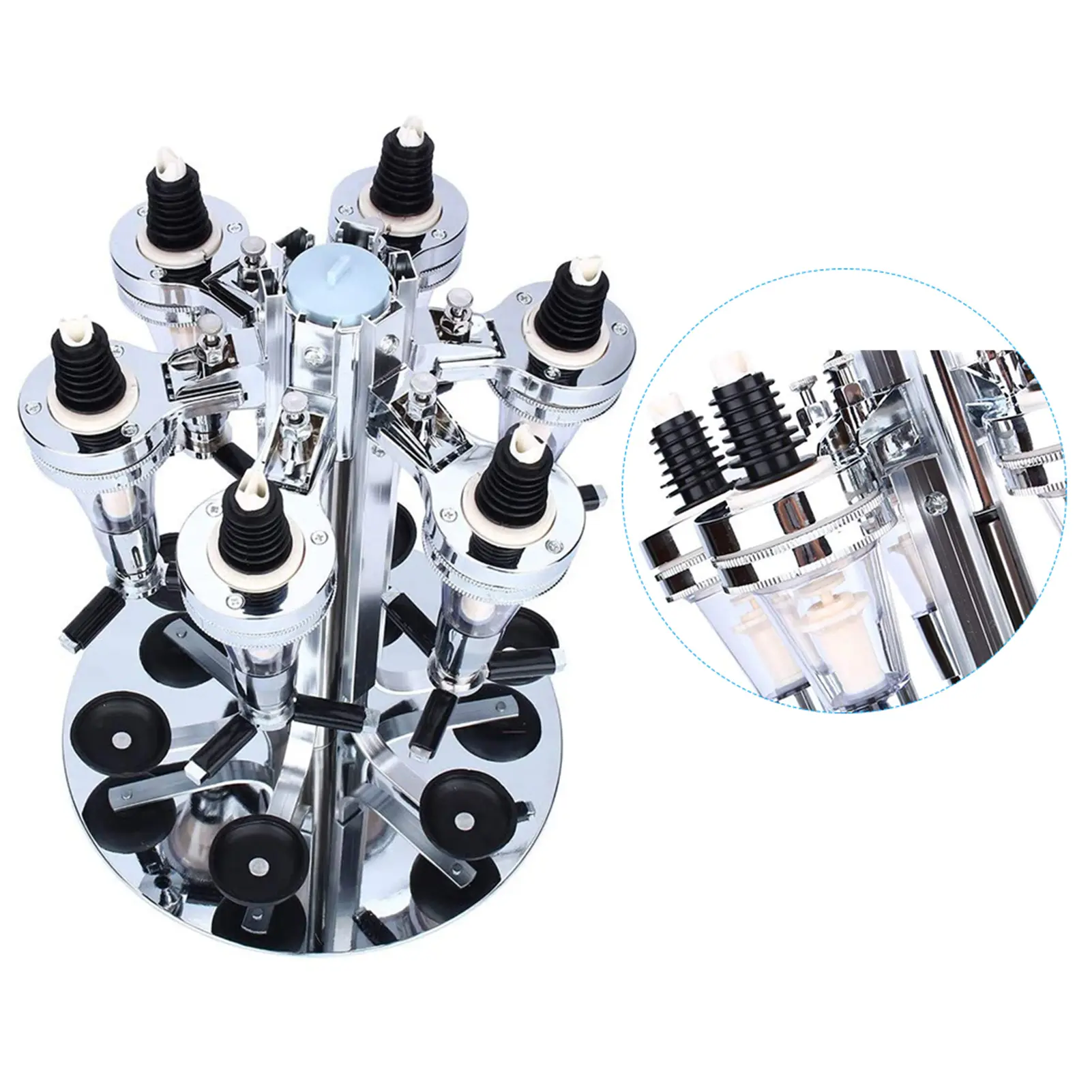 Rotating Wall Mounted 6 Bottle Stand Optic Dispenser Drinks Wine Steel Bar Butler