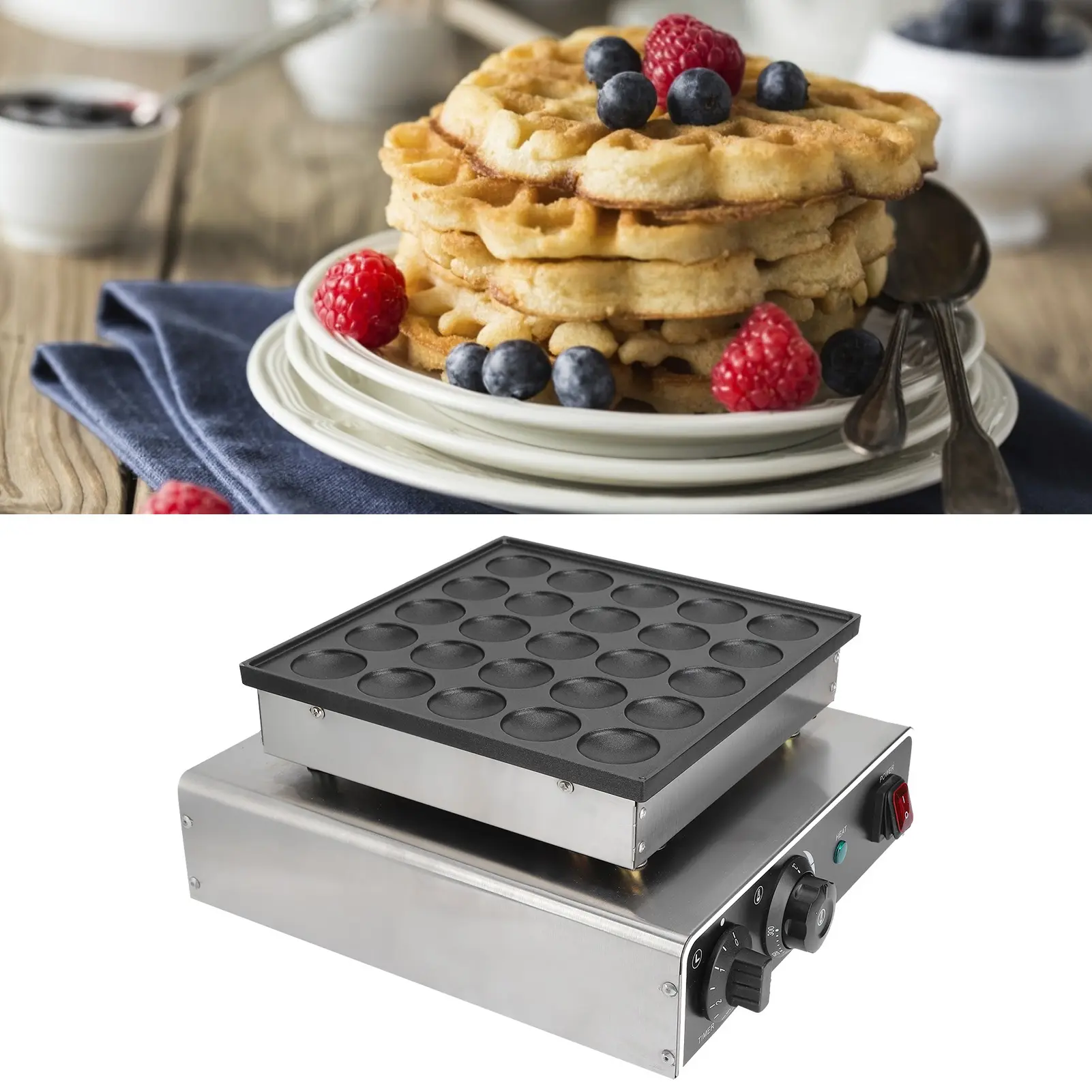 25‑Holes 950W Electric Rapid Heating Waffle Maker Muffin Pancake Machine Kitchen Appliance