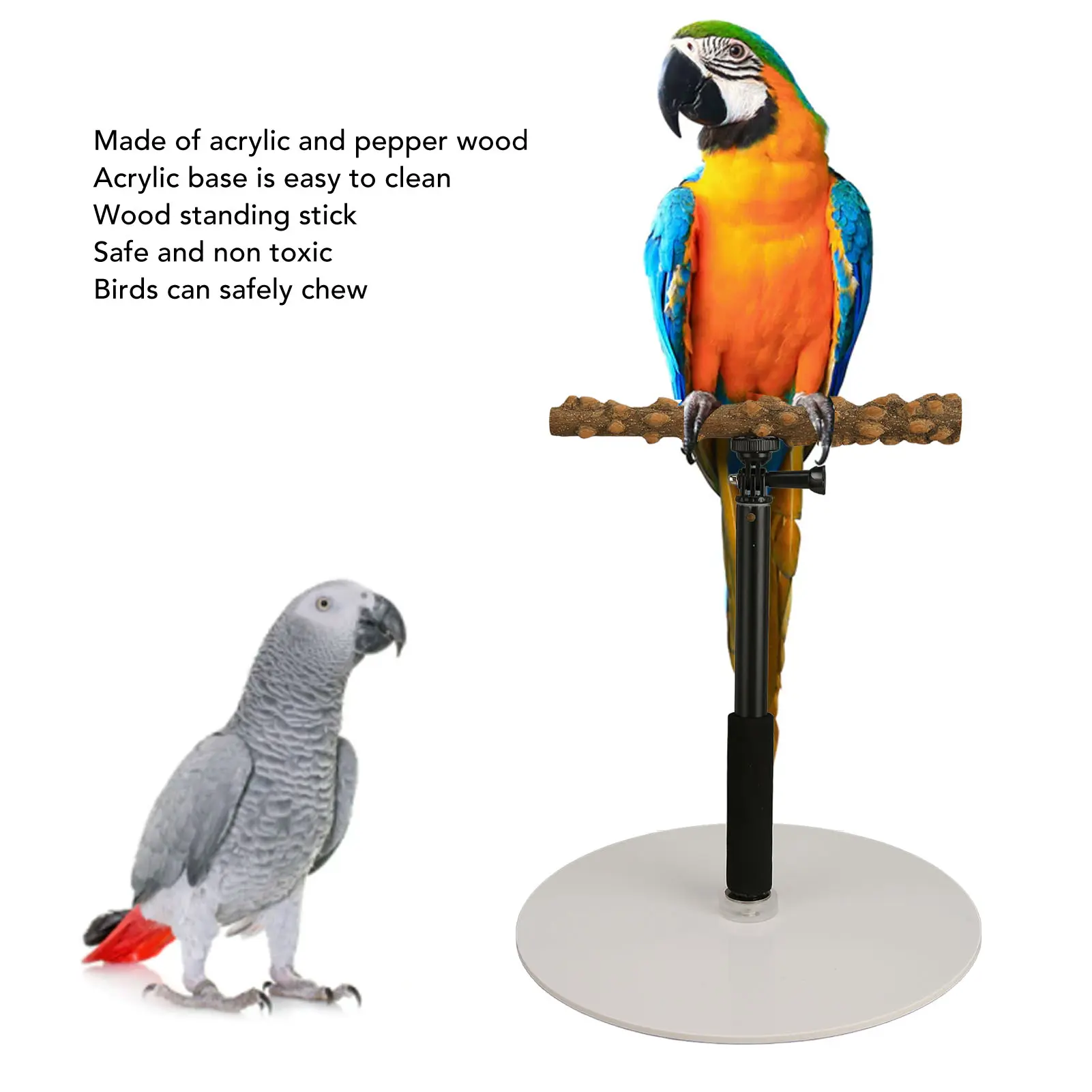 Adjustable Bird Perch Portable Detachable Parrot Play Stand for Indoor Outdoor Traveling