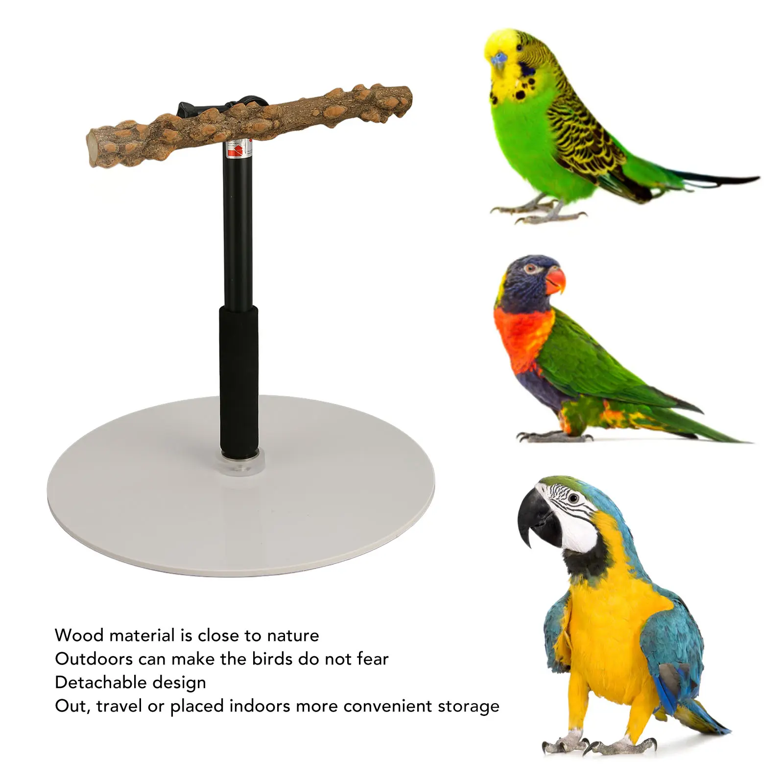 Adjustable Bird Perch Portable Detachable Parrot Play Stand for Indoor Outdoor Traveling