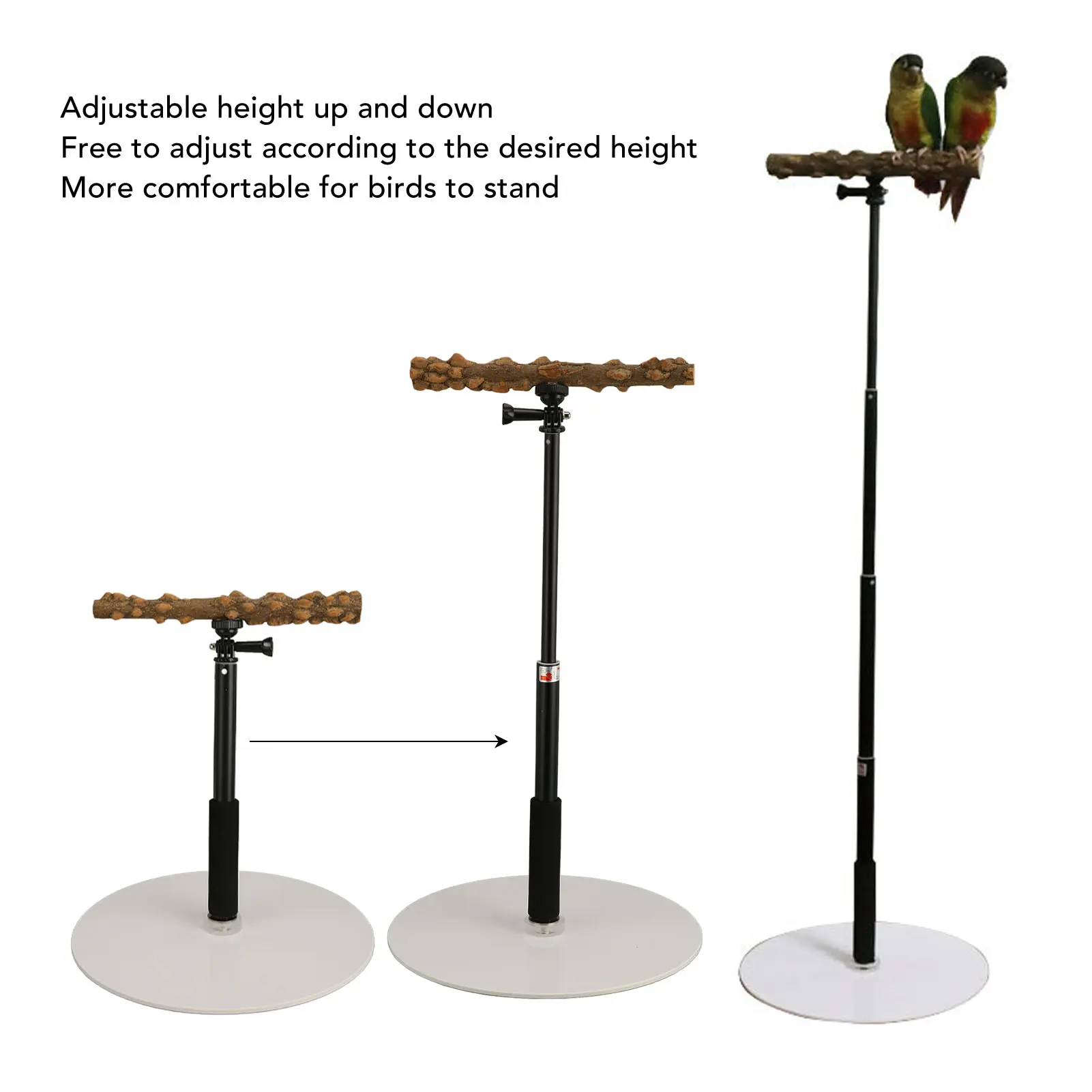 Adjustable Bird Perch Portable Detachable Parrot Play Stand for Indoor Outdoor Traveling