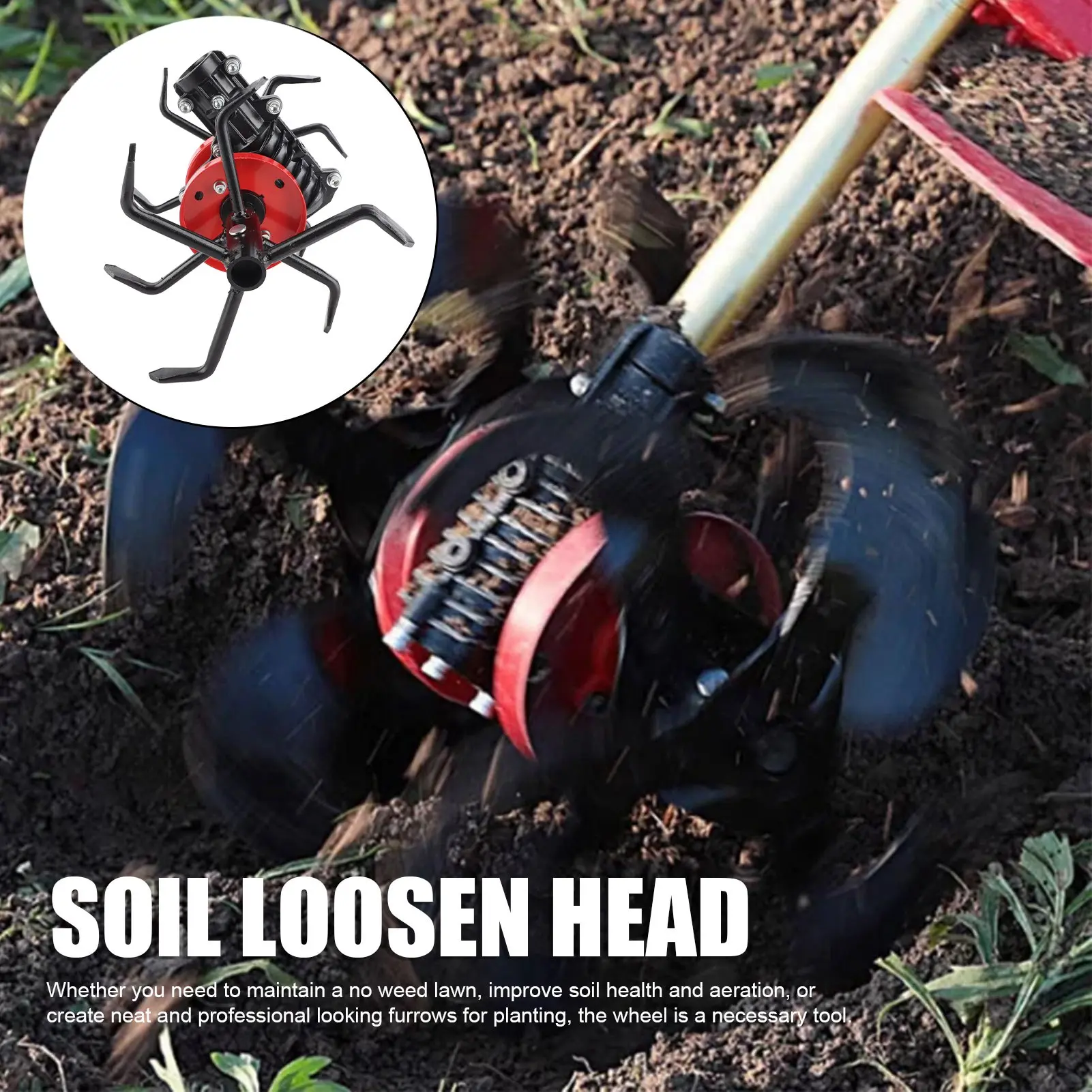 6 Claw Brush Cutter Grass Wheel Soil Loosen Head Mini Tiller Deep Plowing Wheel for Garden Tiller Cultivator 28mm 9 Tooth