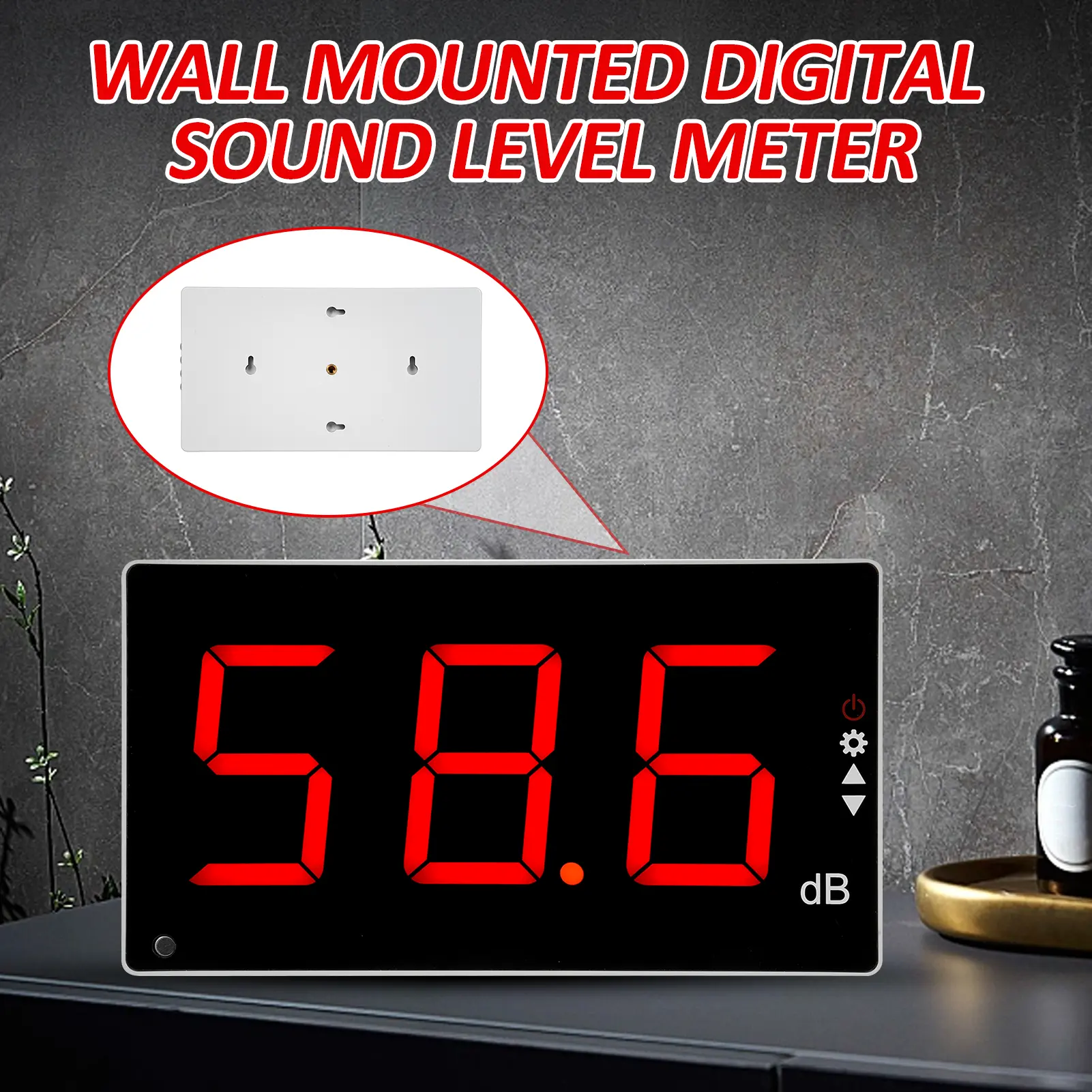 Sound Level Meter with Large LCD Screen Wall Mounted Digital Sound Level Meter Digital Noise Meter Decibel Monitoring Tester Noi