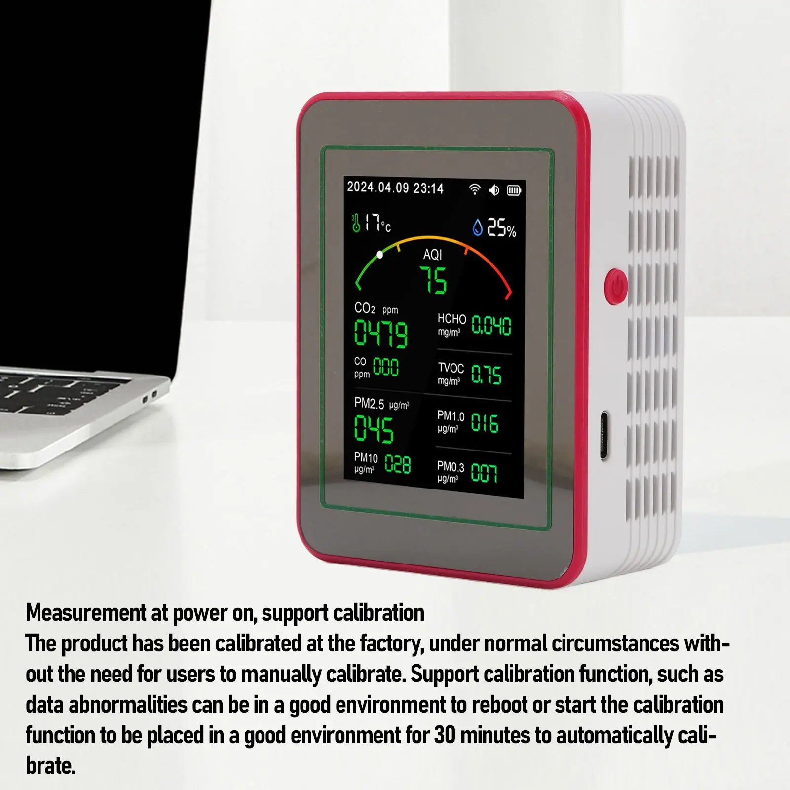 Air Quality Meter 18 in 1 CO2 TVOC HCHO PM2.5 PM10 Temp Humid Detect Tester Indoor Battery Powered Data Storage
