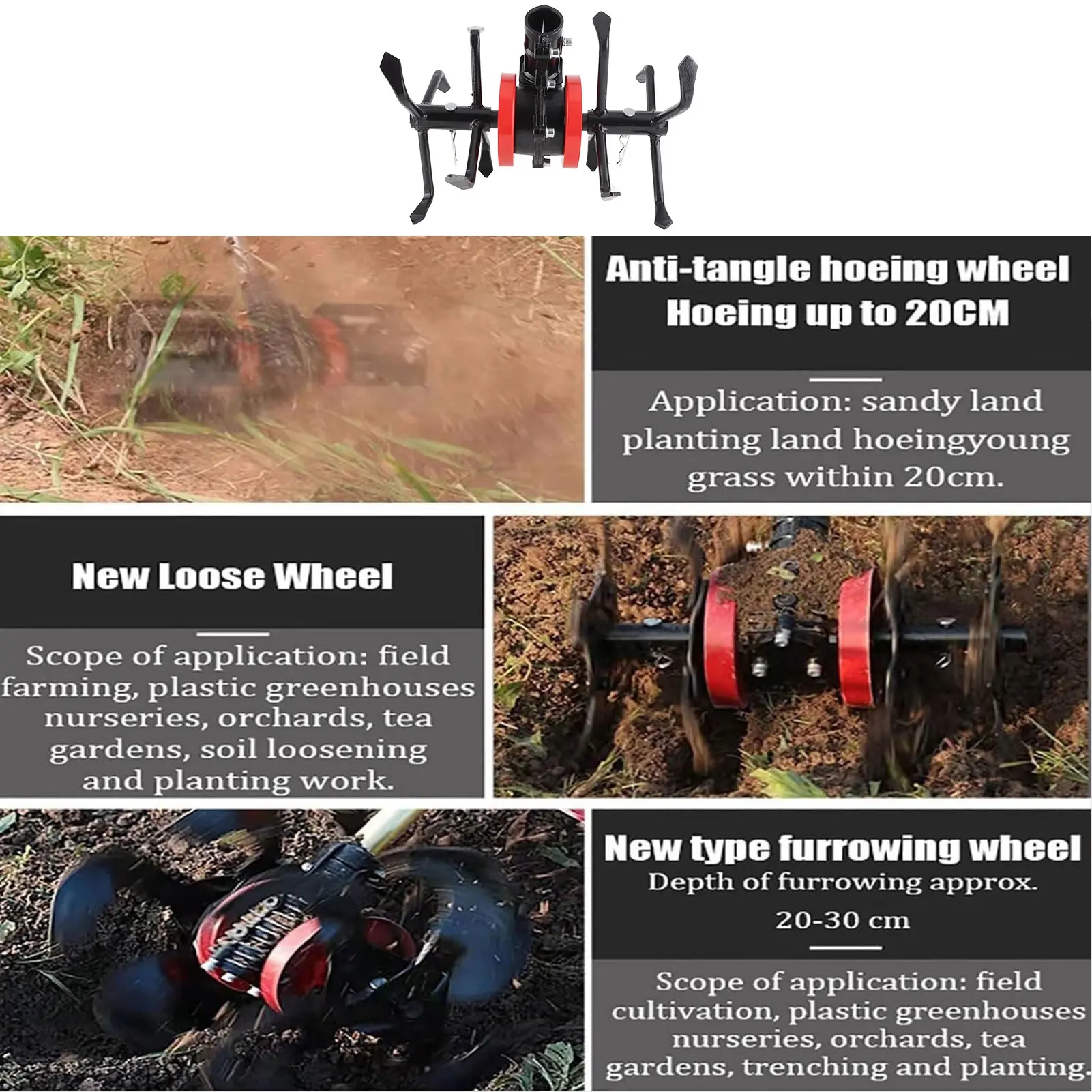 6 Claw Brush Cutter Grass Wheel Soil Loosen Head Mini Tiller Deep Plowing Wheel for Garden Tiller Cultivator 28mm 9 Tooth