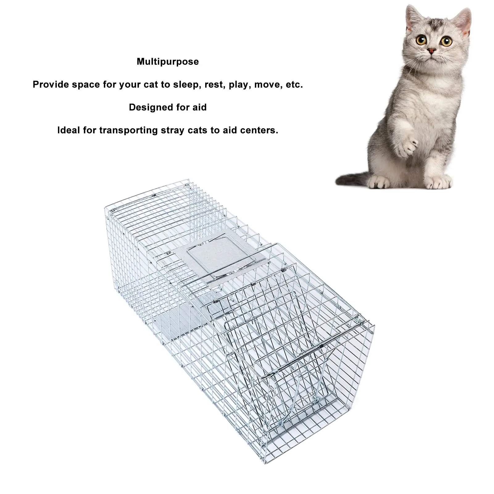 Folding Cat Cage Mild Steel Wire Cat Cage Portable Lightweight Metal Wire Pet Cage for Small Medium Cats