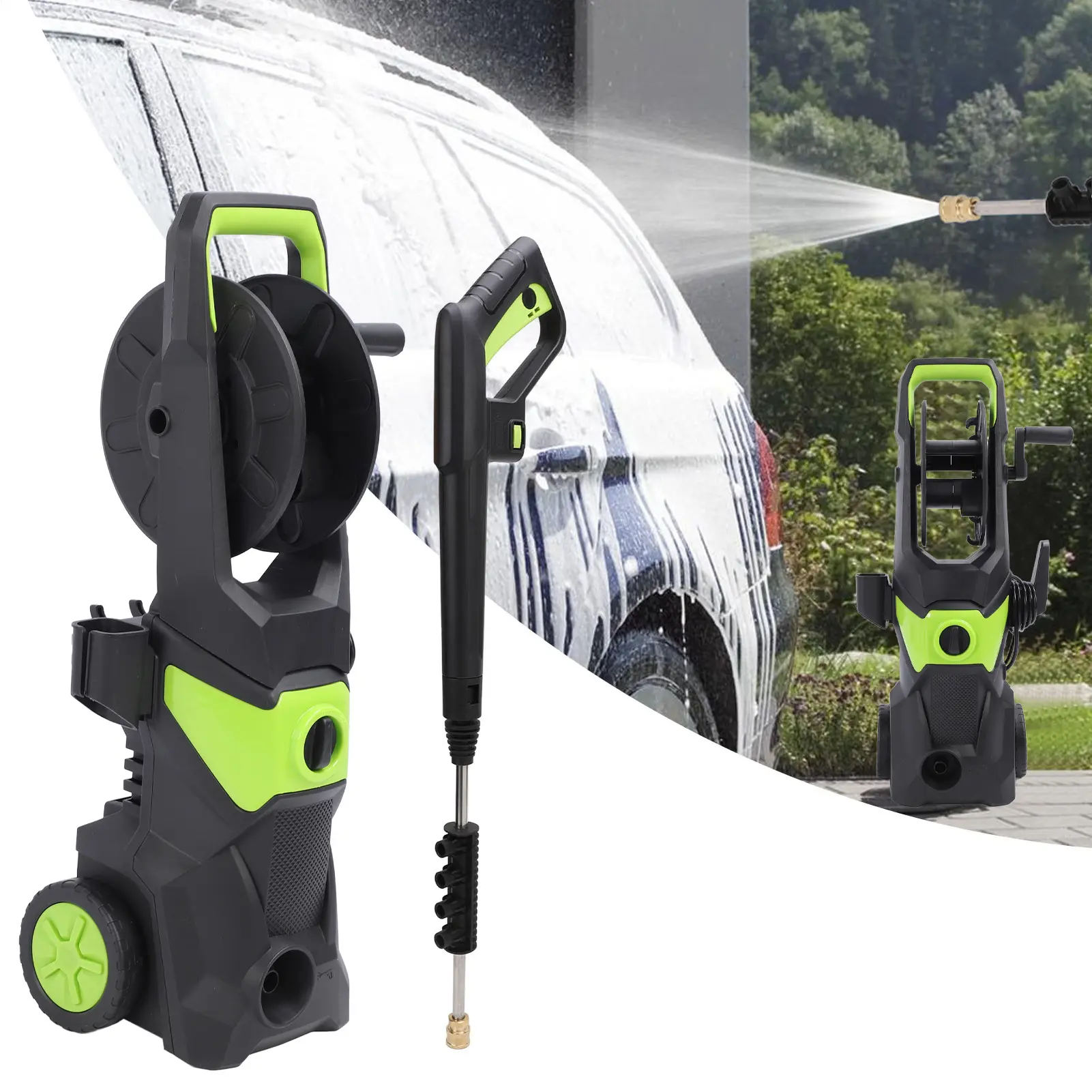 High Car Pressure Washer 4000PSI 2.4GPM with 32FT Hose 4 Nozzles Electric Car Washer for Fence Patio Cleaning