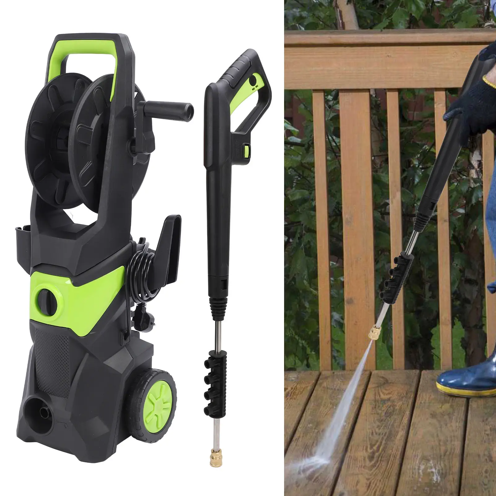 High Car Pressure Washer 4000PSI 2.4GPM with 32FT Hose 4 Nozzles Electric Car Washer for Fence Patio Cleaning
