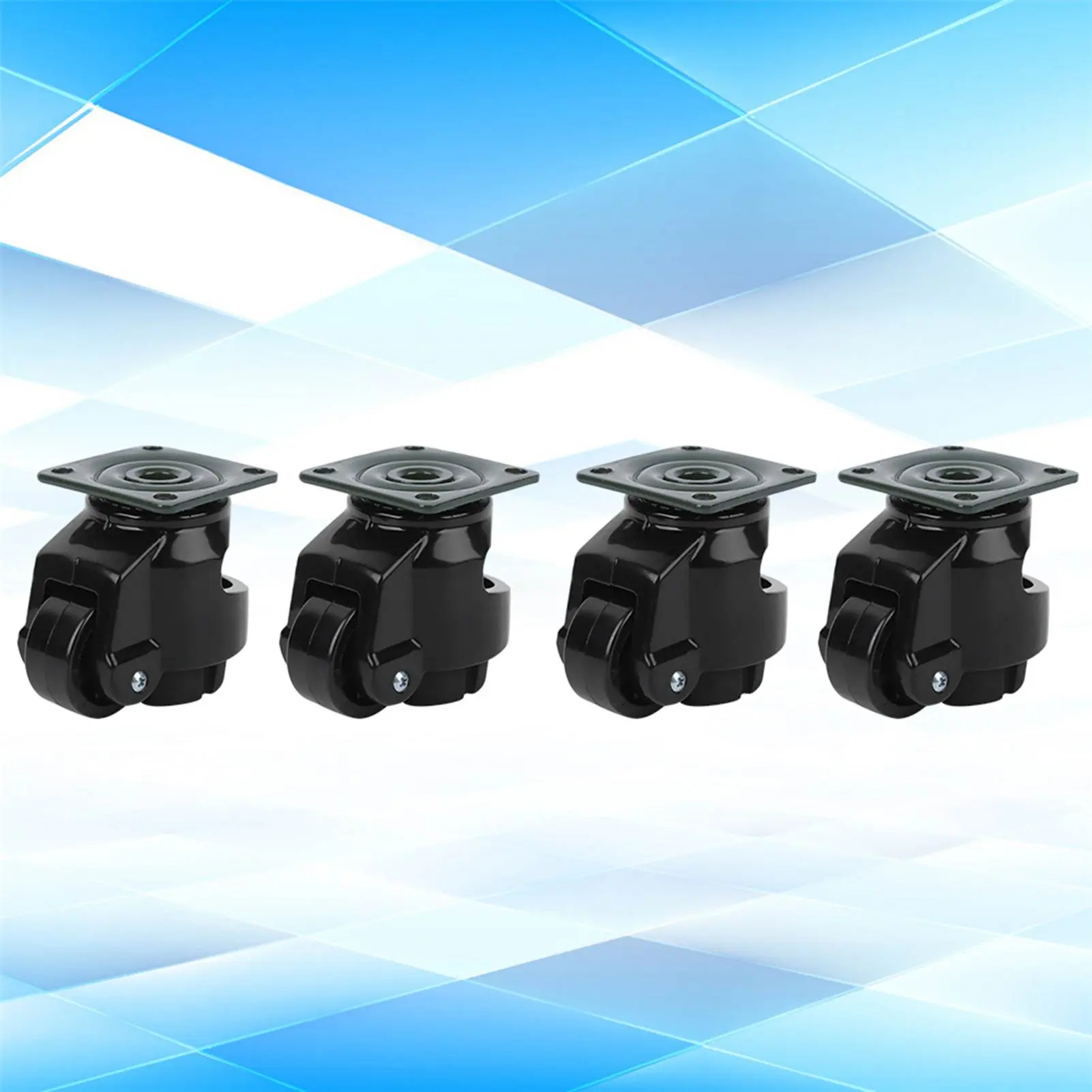 4pcs Level Adjustment Caster GD‑40F Heavy Duty Industrial Roller Wheel Leveling Caster Wheels Black