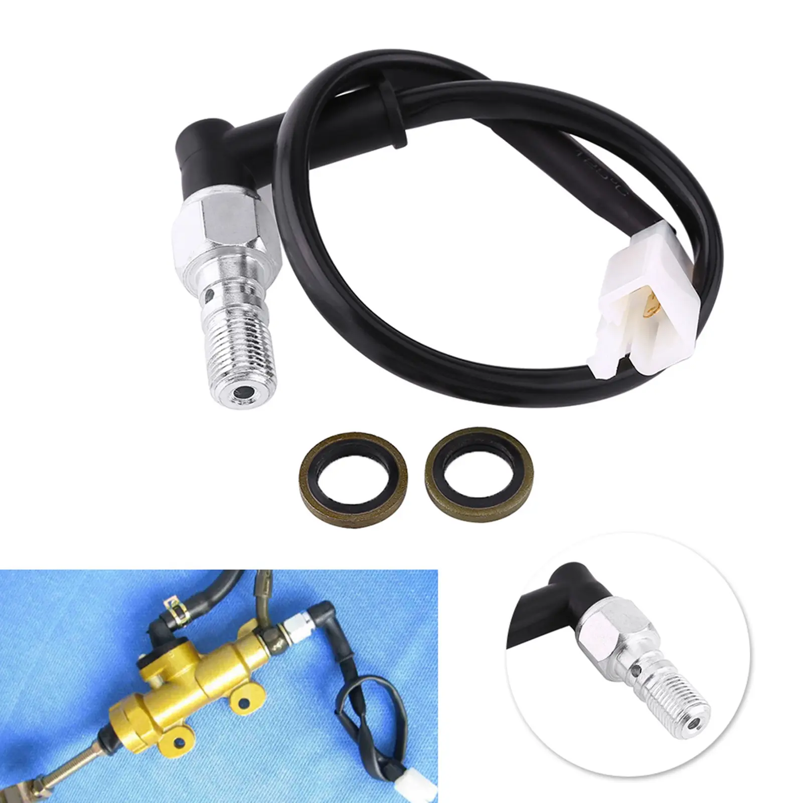 Hydraulic Brake Switch Universal Motorcycle Hydraulic Brake Pressure Rear Light Switch Hollow Bolt