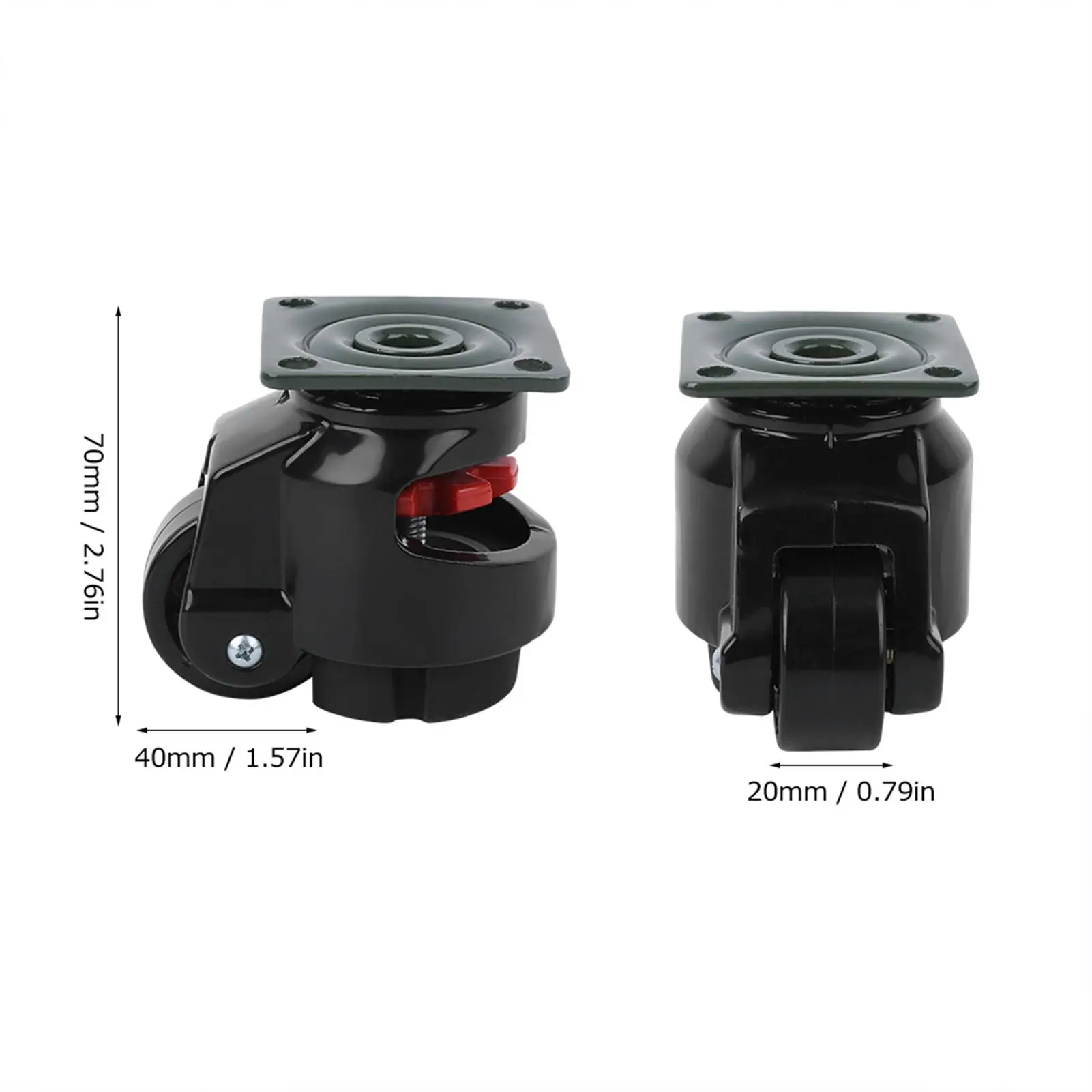 4pcs Level Adjustment Caster GD‑40F Heavy Duty Industrial Roller Wheel Leveling Caster Wheels Black