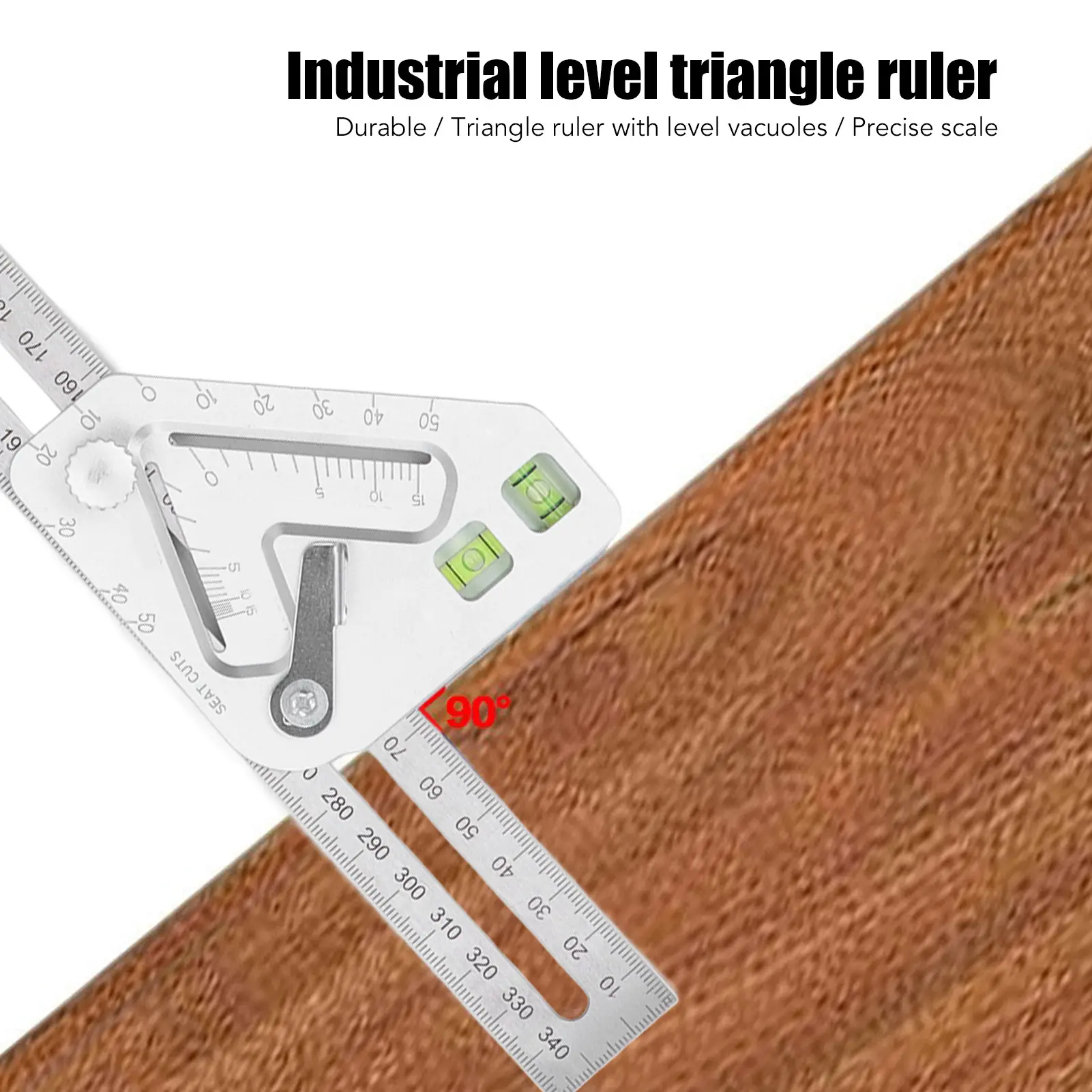 Woodworking Triangle Ruler Silver Flexible Wear Resistance Triangle Ruler with Bubble Level