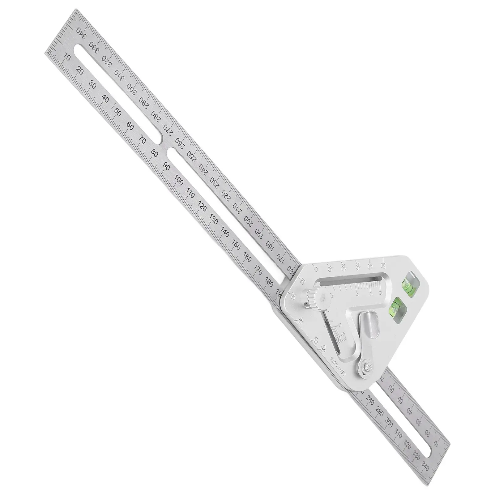 Woodworking Triangle Ruler Silver Flexible Wear Resistance Triangle Ruler with Bubble Level