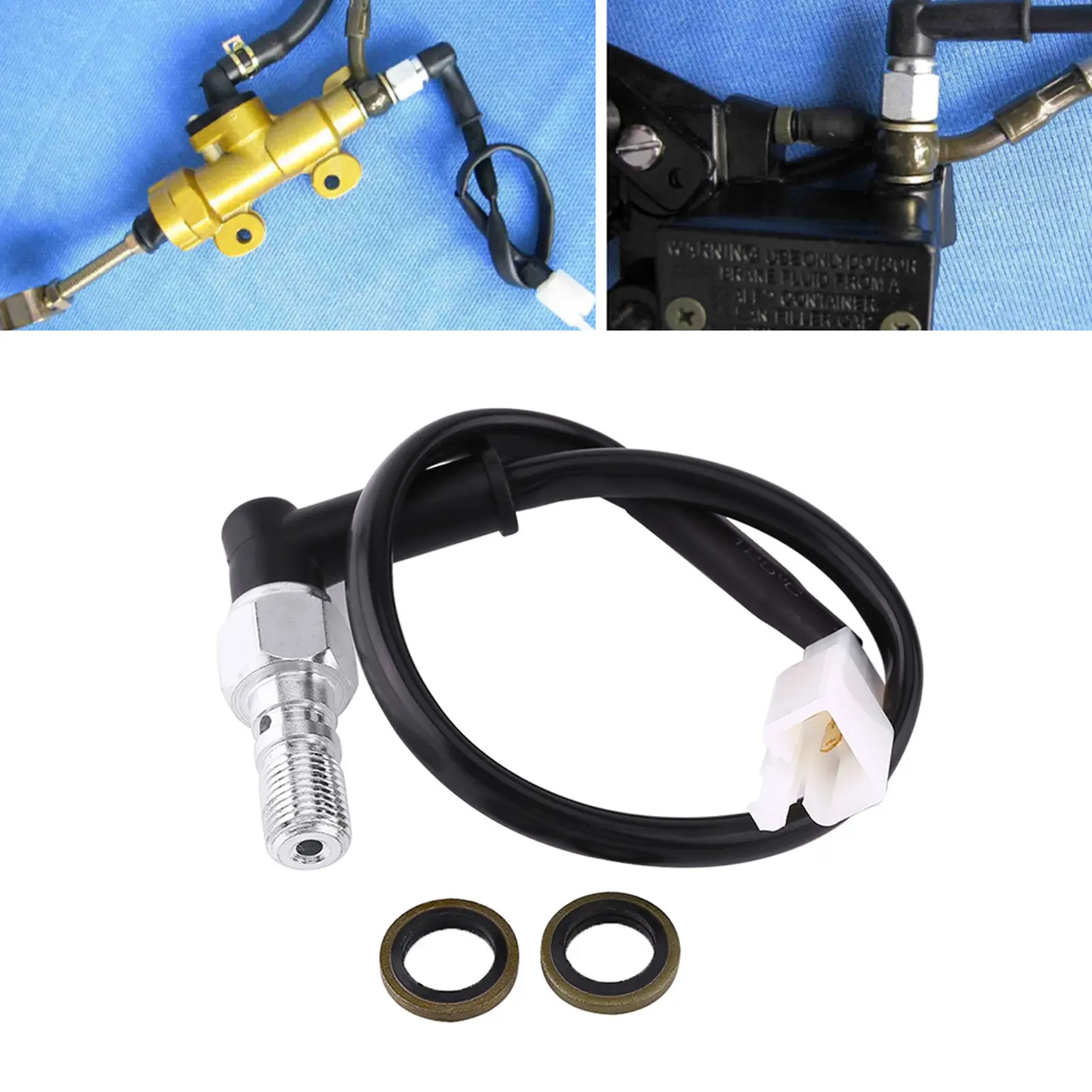 Hydraulic Brake Switch Universal Motorcycle Hydraulic Brake Pressure Rear Light Switch Hollow Bolt