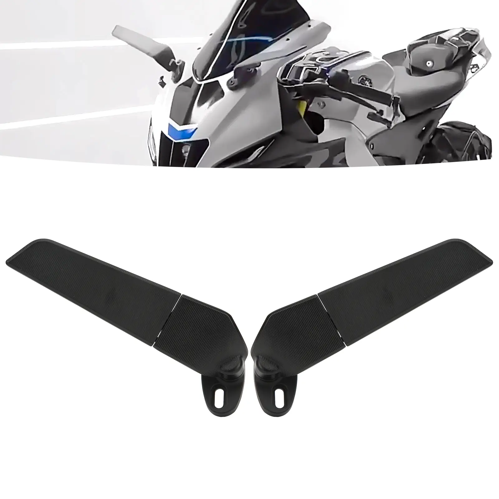 2pcs Motorcycle Rearview Mirror Adjustable Rotating Wind Wing Mirror Replacement for Ninja 250 300 H2 H4