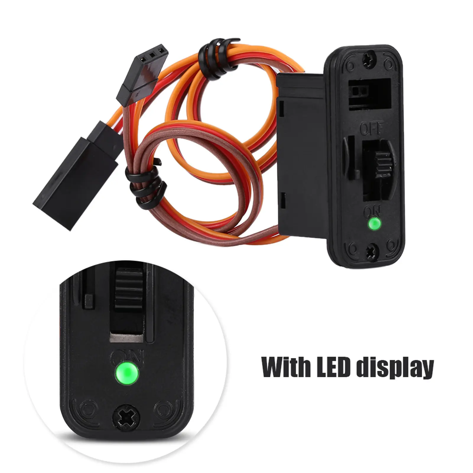 RC Switch Connectors Heavy Duty RC Switch with LED Display JR RC On Off Connectors Accessory for Receiver Accessories 6-12V 12A