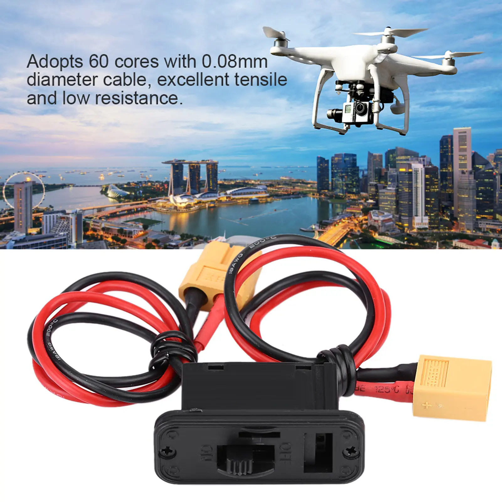 RC Switch Connectors Heavy Duty RC Switch with LED Display JR RC On Off Connectors Accessory for Receiver Accessories 6-12V 12A
