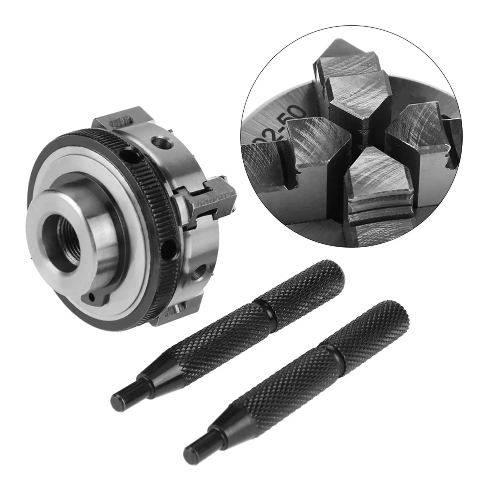 50mm Mini 4 Jaw Reversible Self Centering M14 Thread Mount Lathe Manual Chuck K02-50