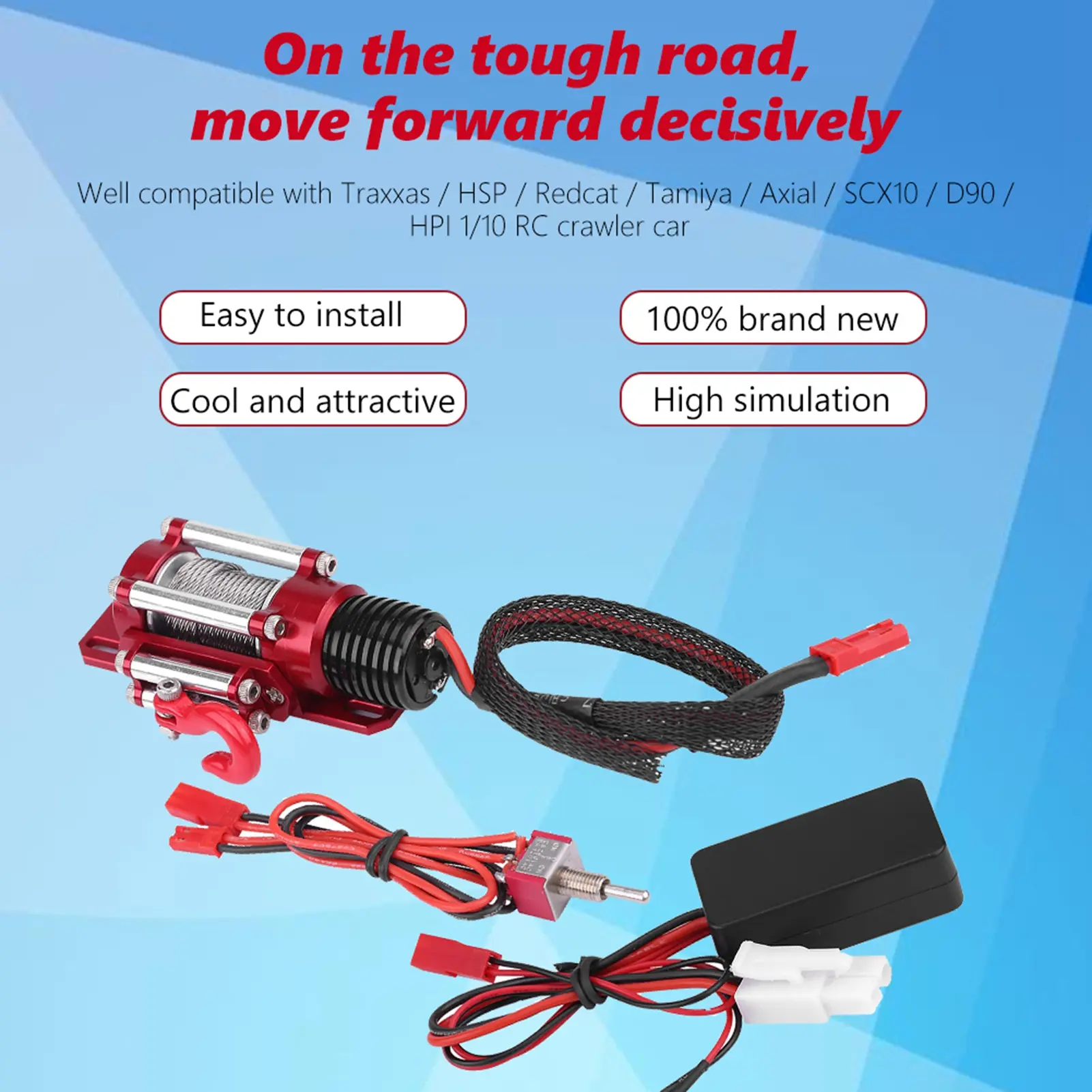 RC Car Winch 1/10 Scale RC Model Vehicle Crawler Car Accessory Metal Winch With Remote Controller