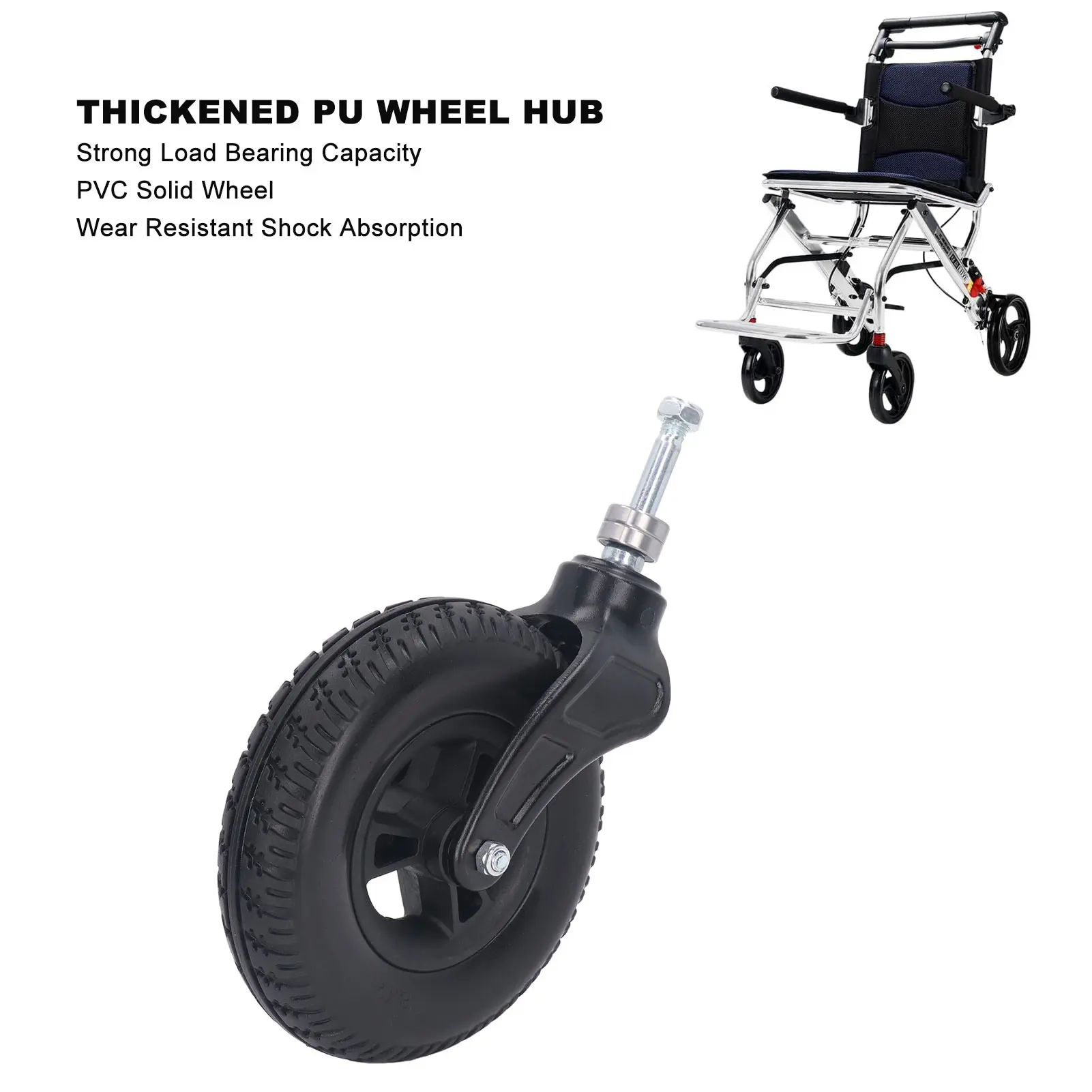 Wheelchair Front Caster 8 Inch  PU Hub  Wheel Rollator Walker Replacement Caster Wheelchair Caster