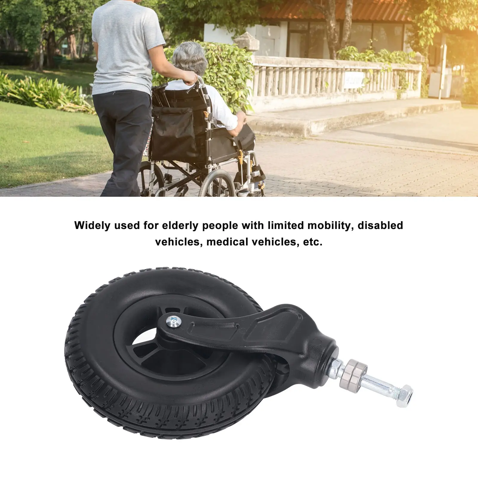 Wheelchair Front Caster 8 Inch  PU Hub  Wheel Rollator Walker Replacement Caster Wheelchair Caster