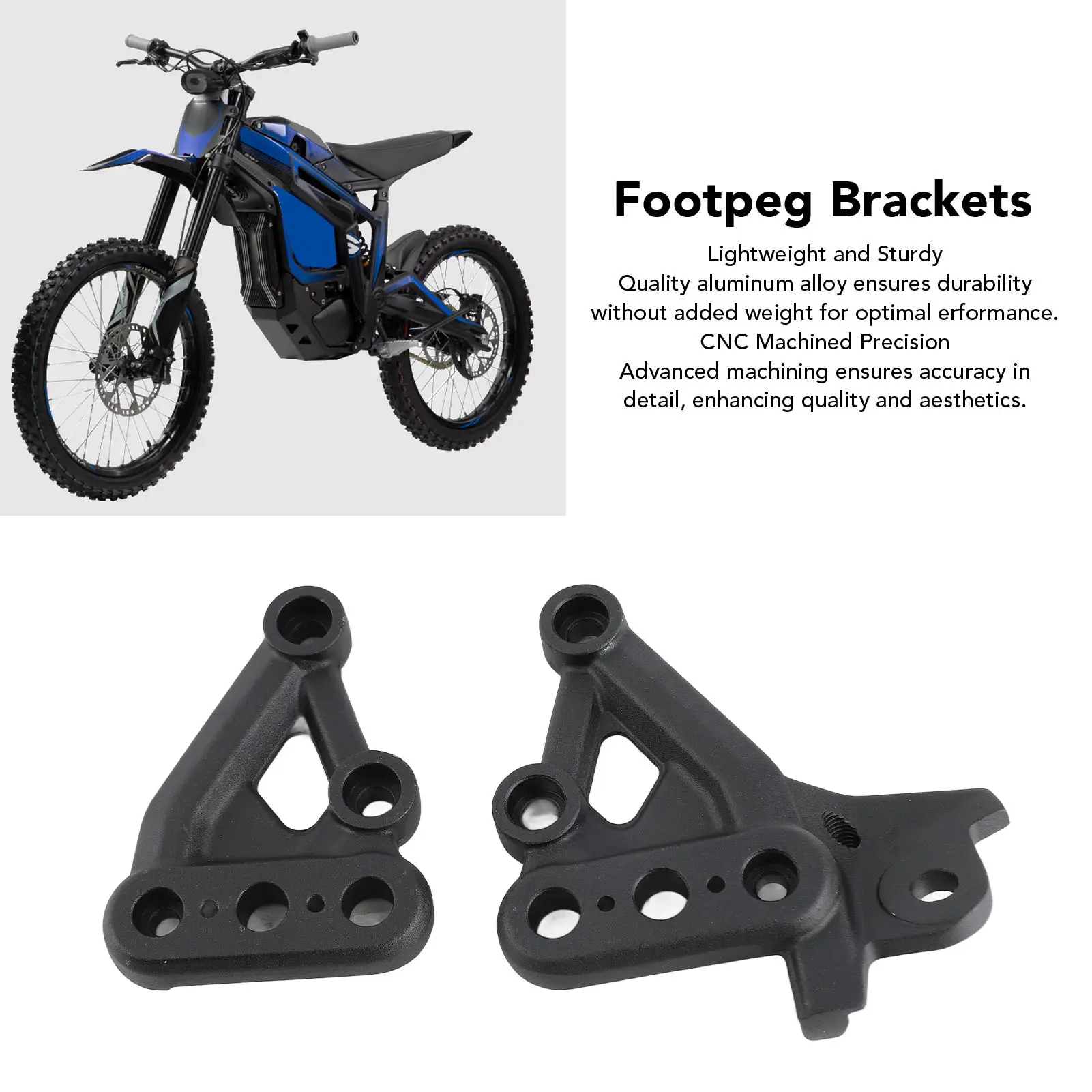 Pair of Footpeg Brackets Left Right Aluminium Alloy Motorcycle Foot Pedal Bracket Replacement For Talaria Sting X3 MX3 MX4 Black