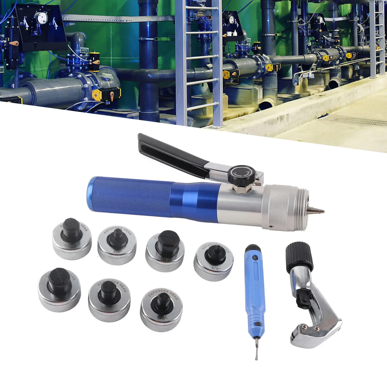 Tube Expansion Tool Hydraulic Tube Expander Multiple Sizes Copper Aluminum Pipe Stretcher 1/2in to 1‑1/8in CT‑300A
