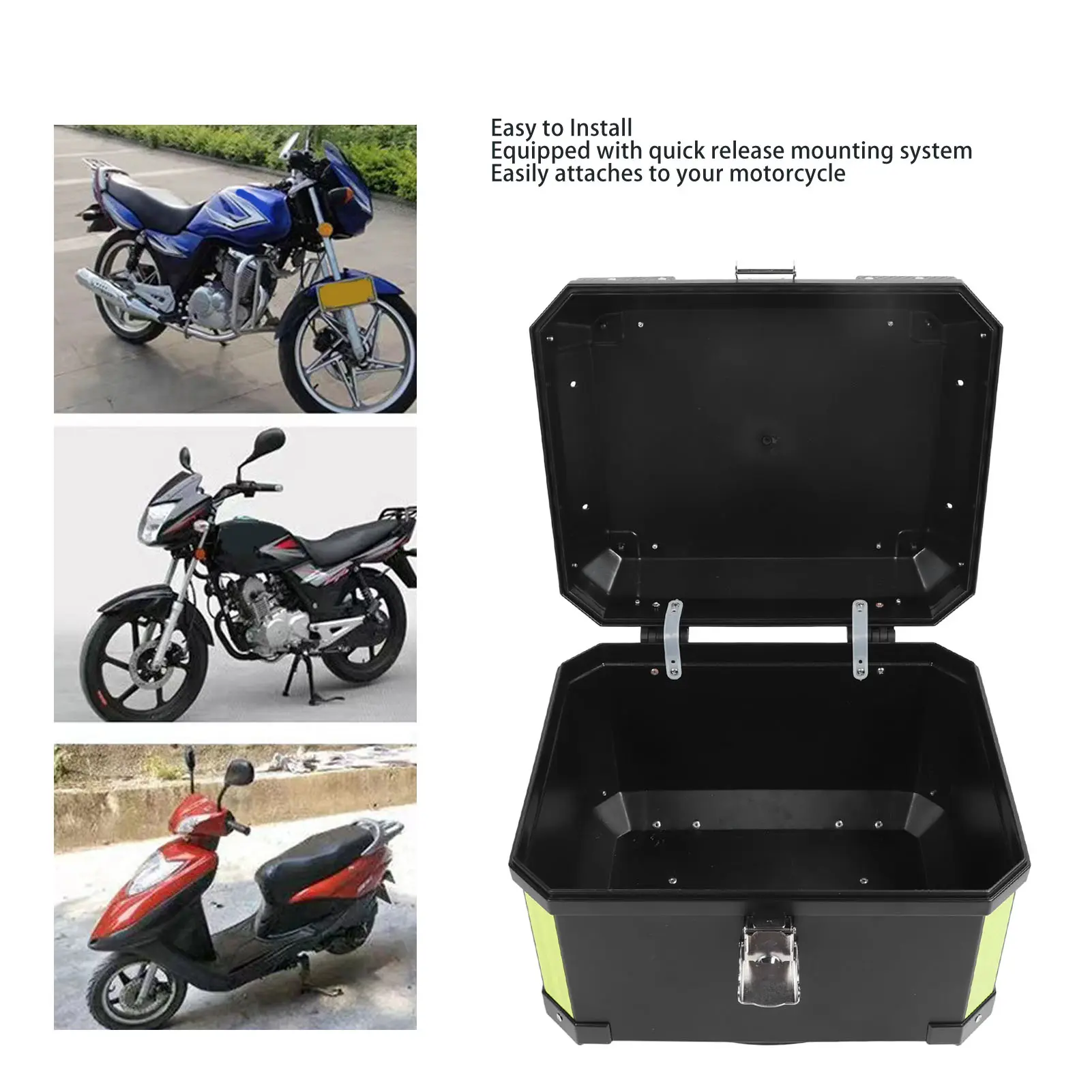 Motorbike Trunk Box Motorcycle Rear Box  Waterproof Large Capacity Motorcycle Tail Box with Soft Backrest Black
