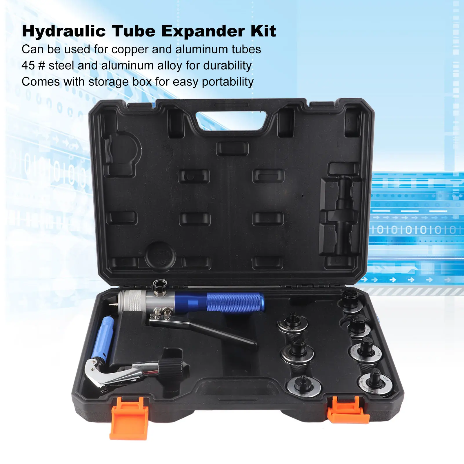 Tube Expansion Tool Hydraulic Tube Expander Multiple Sizes Copper Aluminum Pipe Stretcher 1/2in to 1‑1/8in CT‑300A