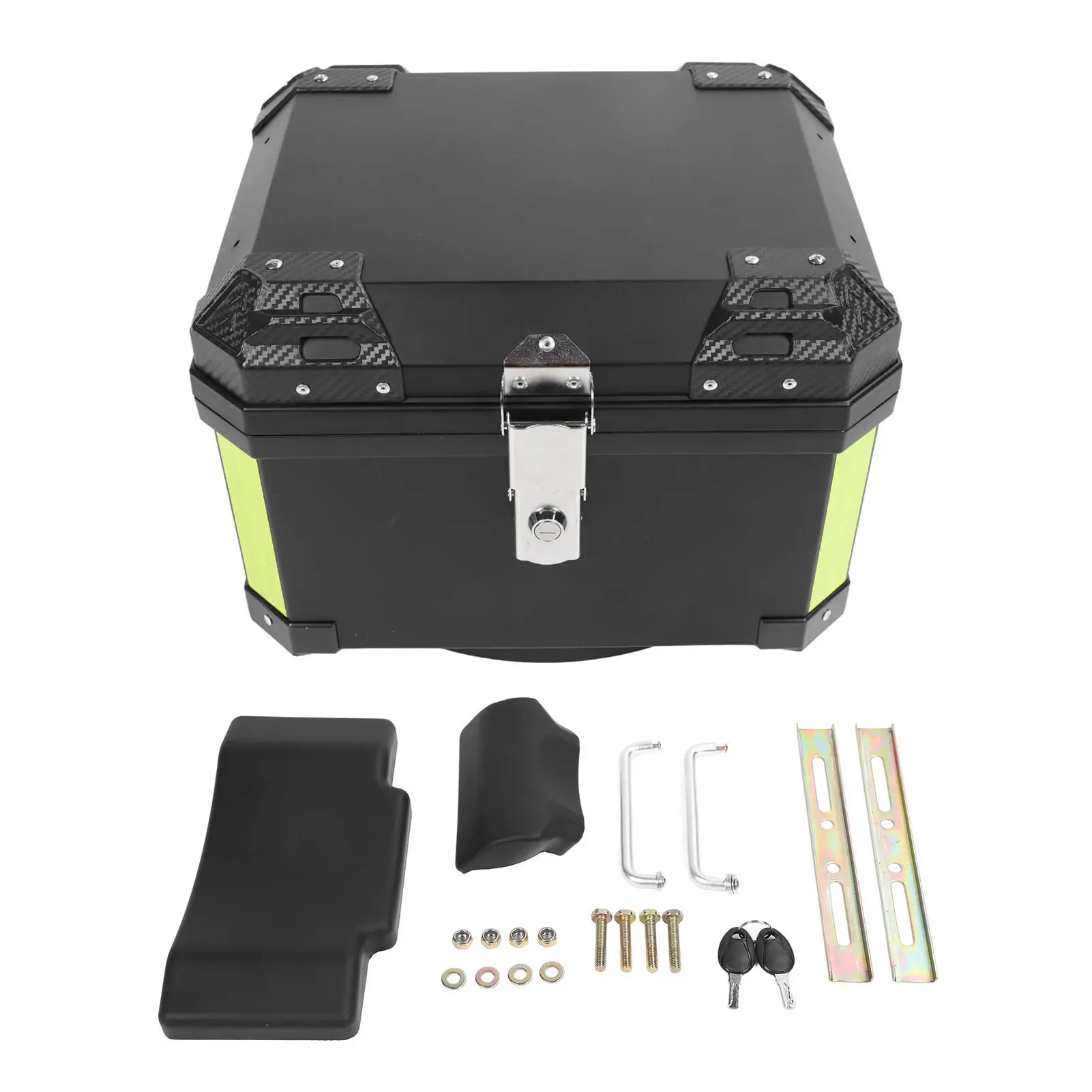 Motorbike Trunk Box Motorcycle Rear Box  Waterproof Large Capacity Motorcycle Tail Box with Soft Backrest Black