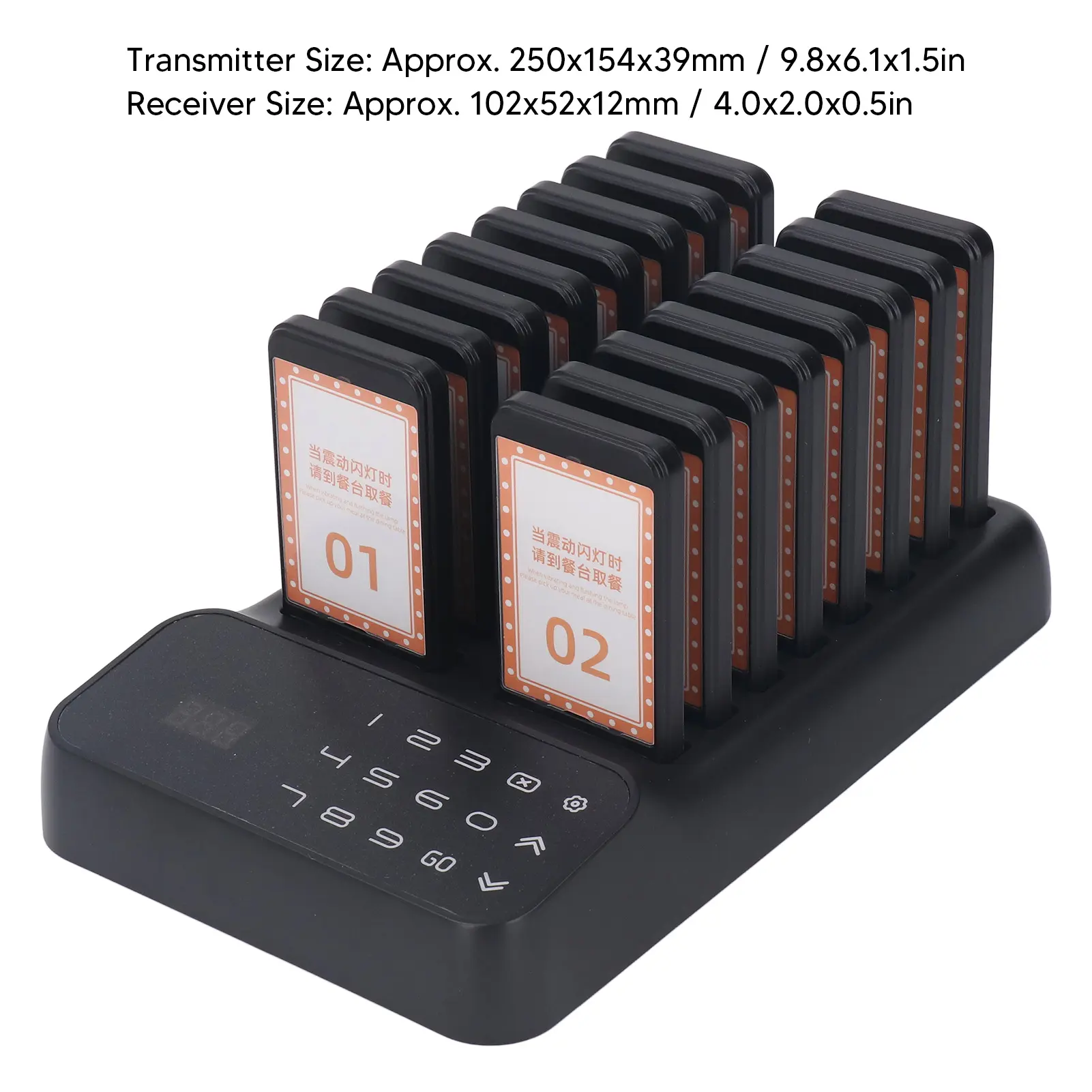 Restaurant Pager ABS 16 Buzzers Wireless Calling Queuing System Efficient Working Distance Up To 1000m for Food Truck