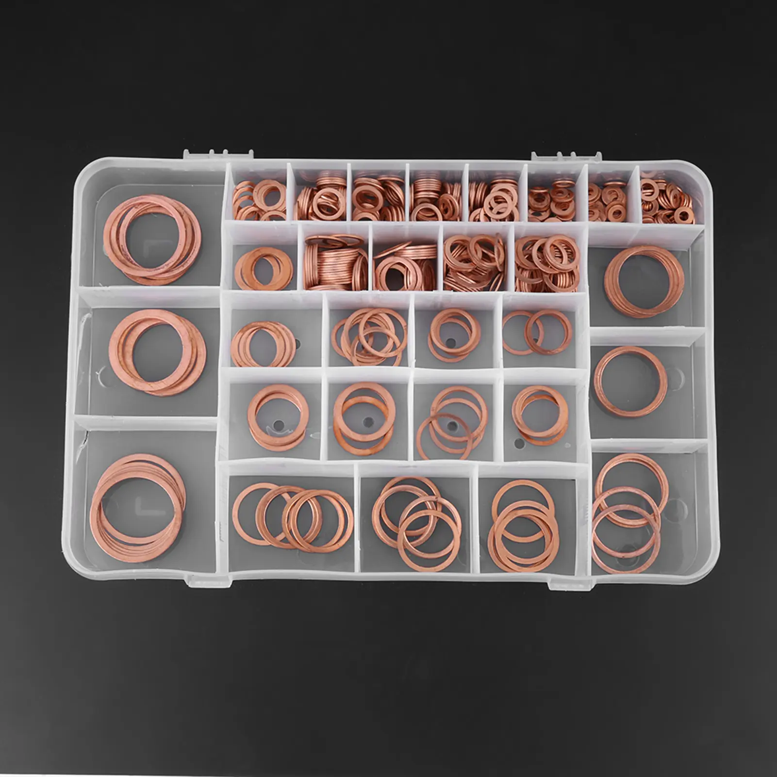 570pcs Sump Plug Washers 30 Sizes Copper Washers Flat Ring Set Kit with Plastic Box