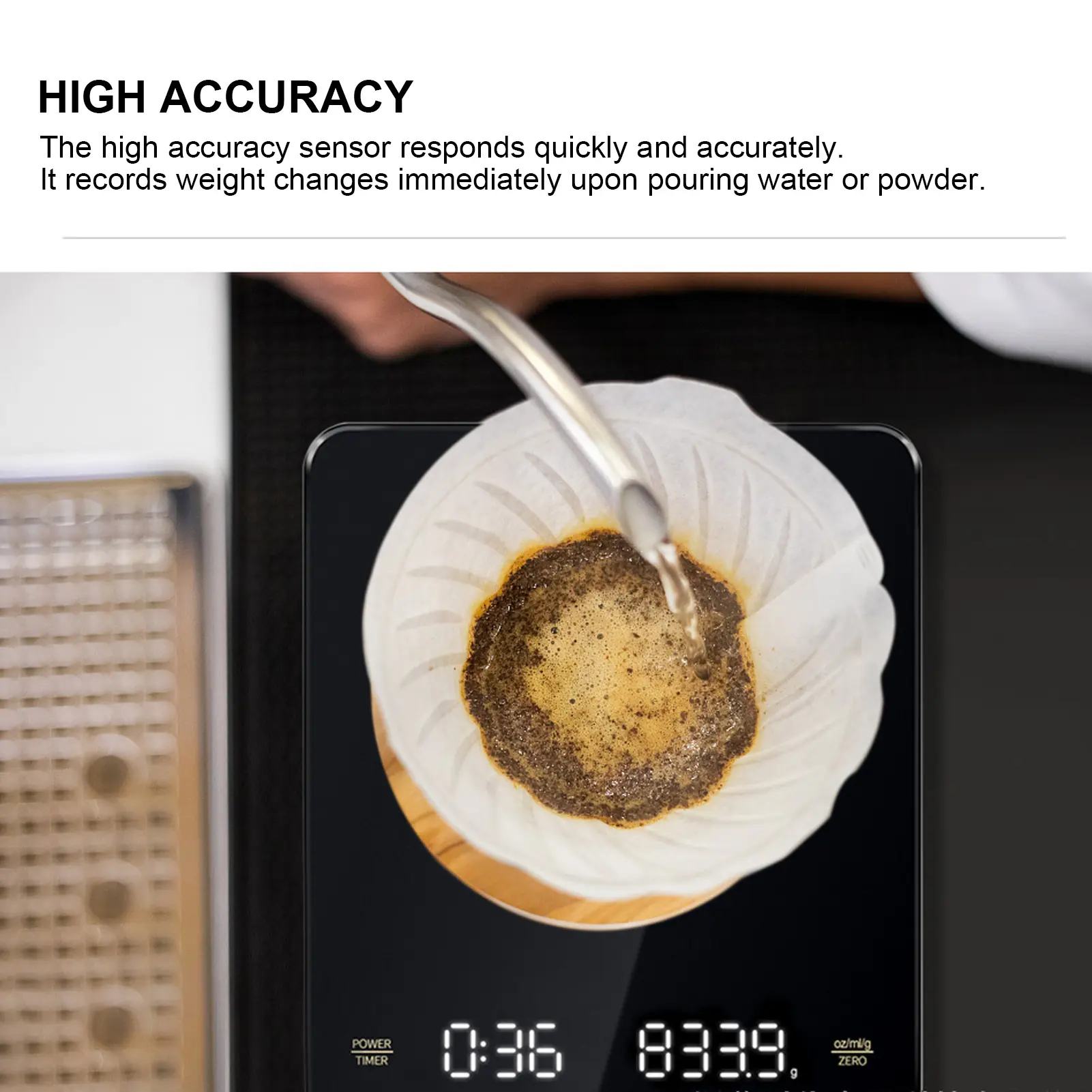 Electronic Coffee Scale Rechargeable High Temperature Resistance 3KG Kitchen Scale for Home