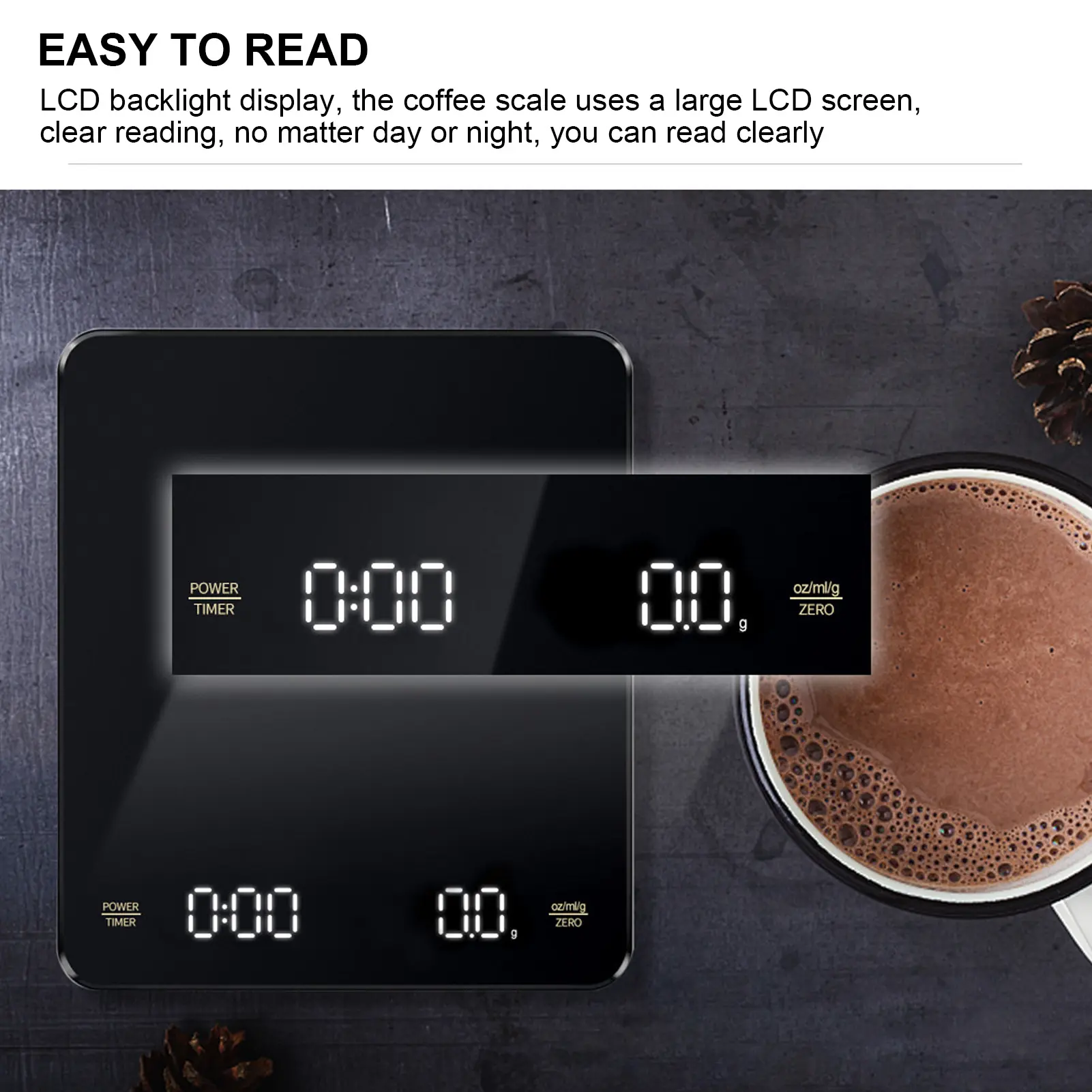 Electronic Coffee Scale Rechargeable High Temperature Resistance 3KG Kitchen Scale for Home